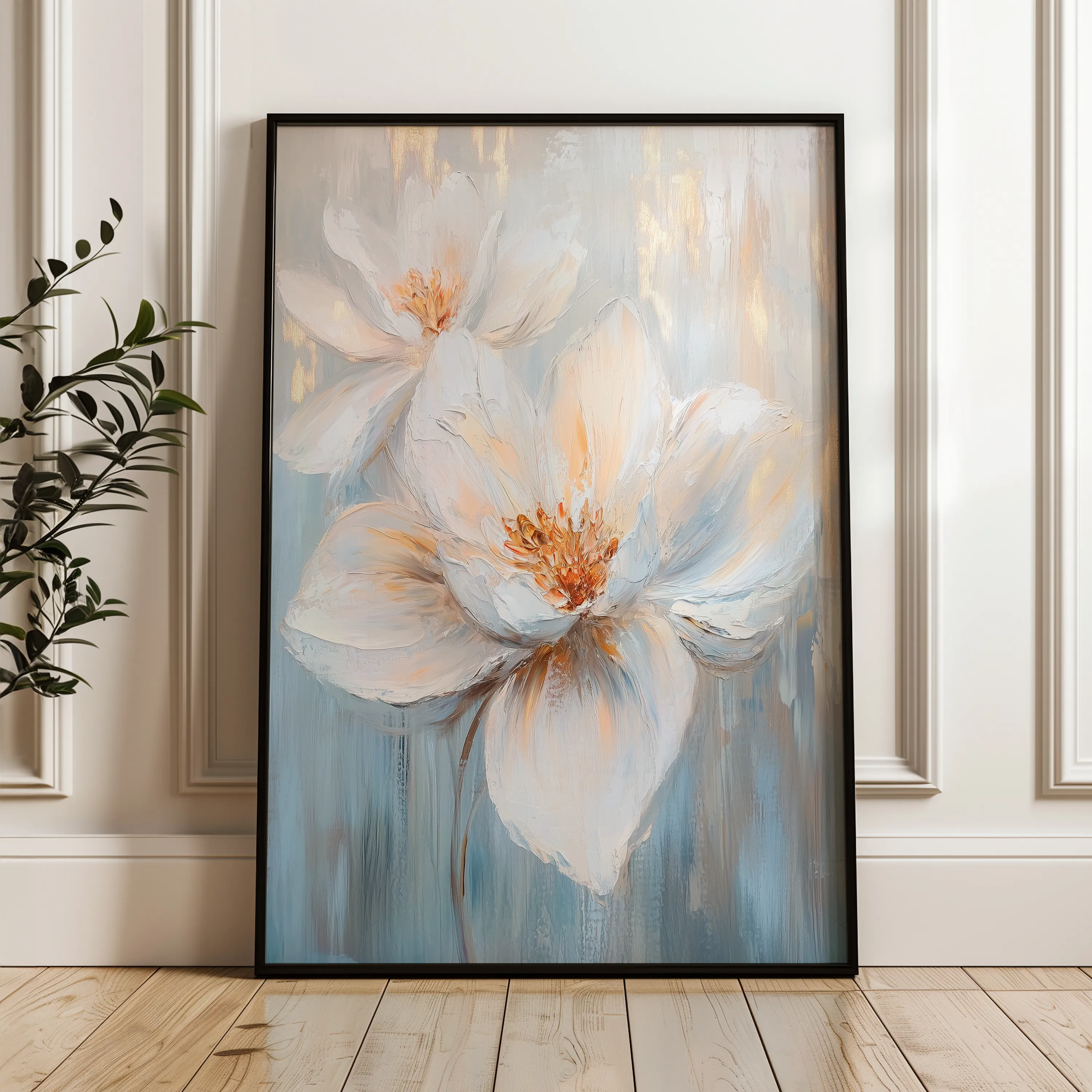 Floral 1452 Canvas Art 60 x 40 cm / Black