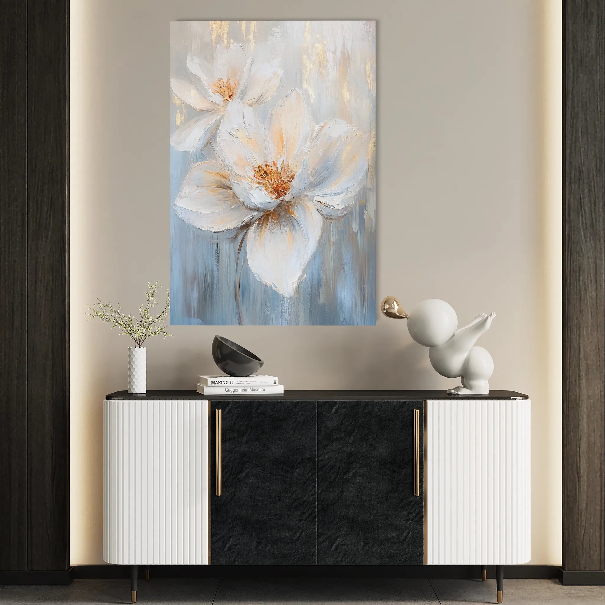 Floral 1452 Canvas Art 60 x 40 cm / Black