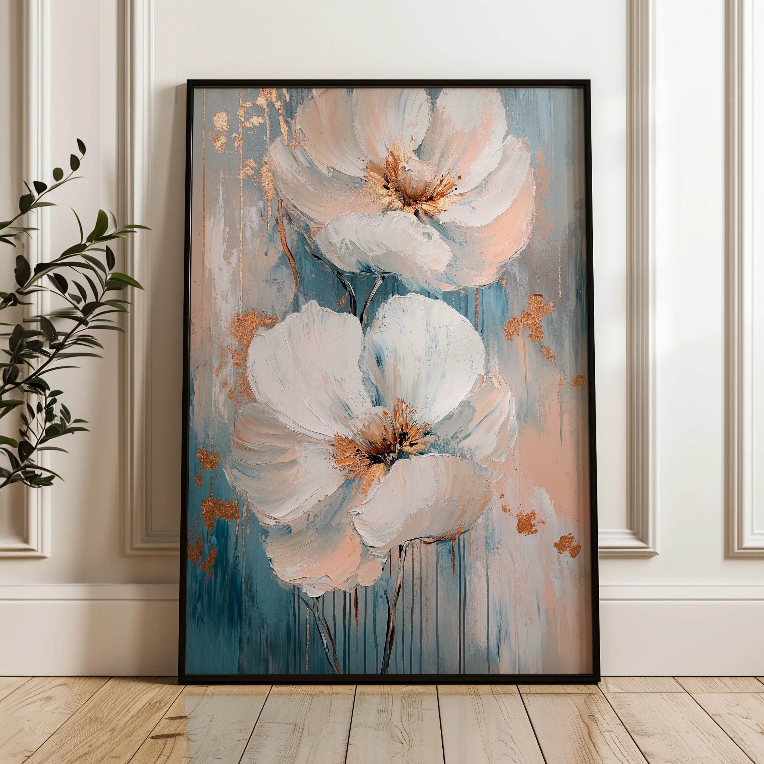 Floral 1453 Canvas Art 60 x 40 cm / Black