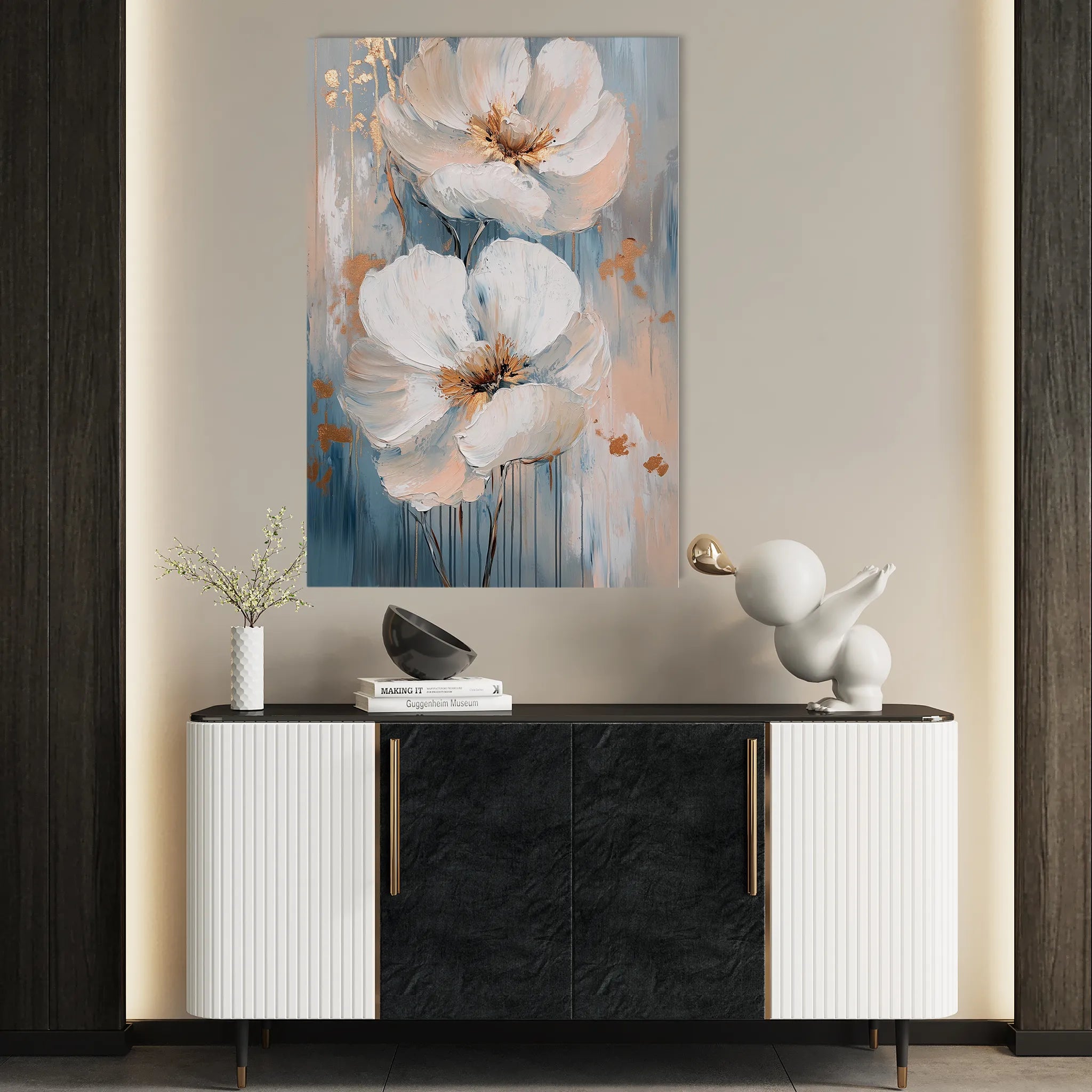 Floral 1453 Canvas Art 60 x 40 cm / Black