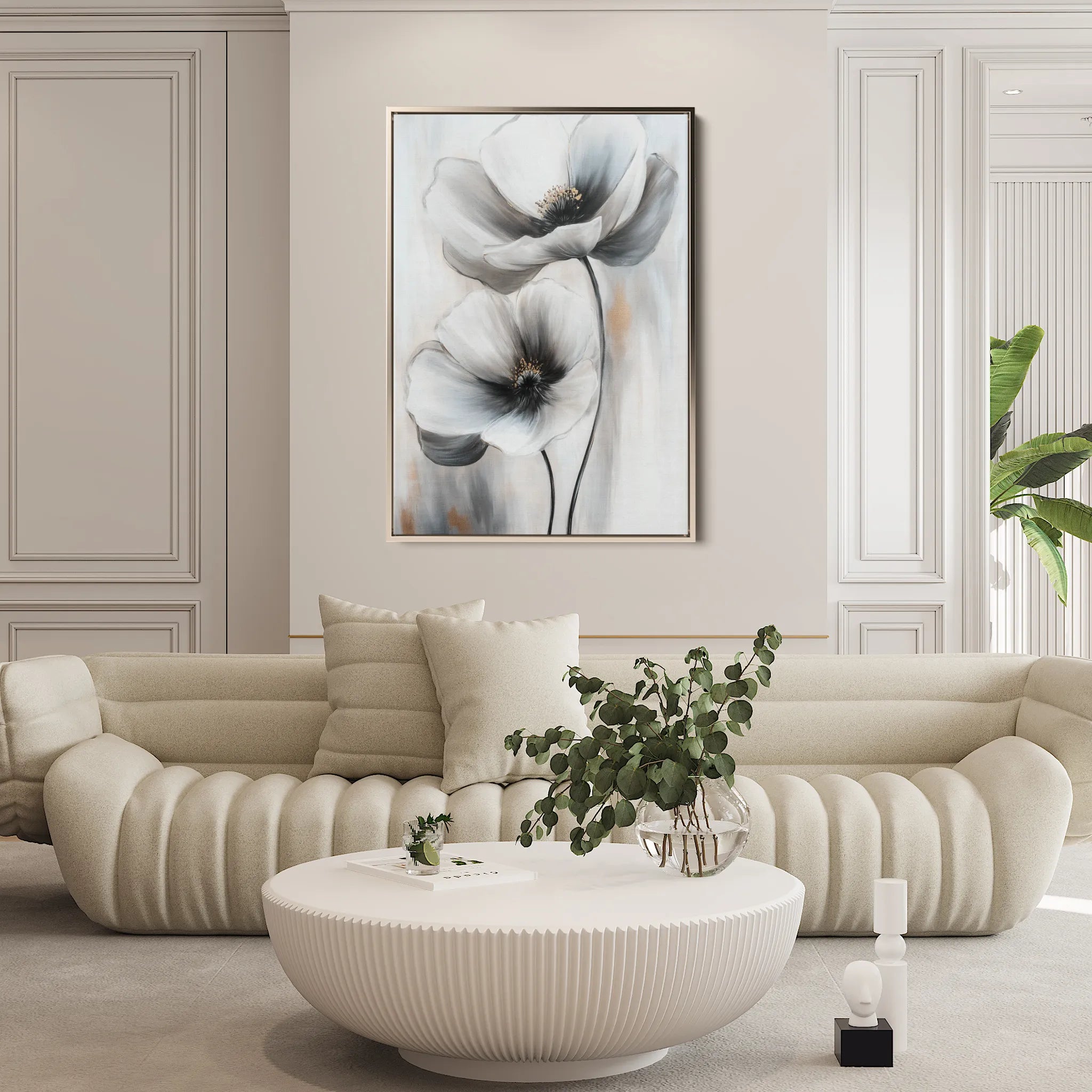 Floral 1455 Canvas Art 60 x 40 cm / Black