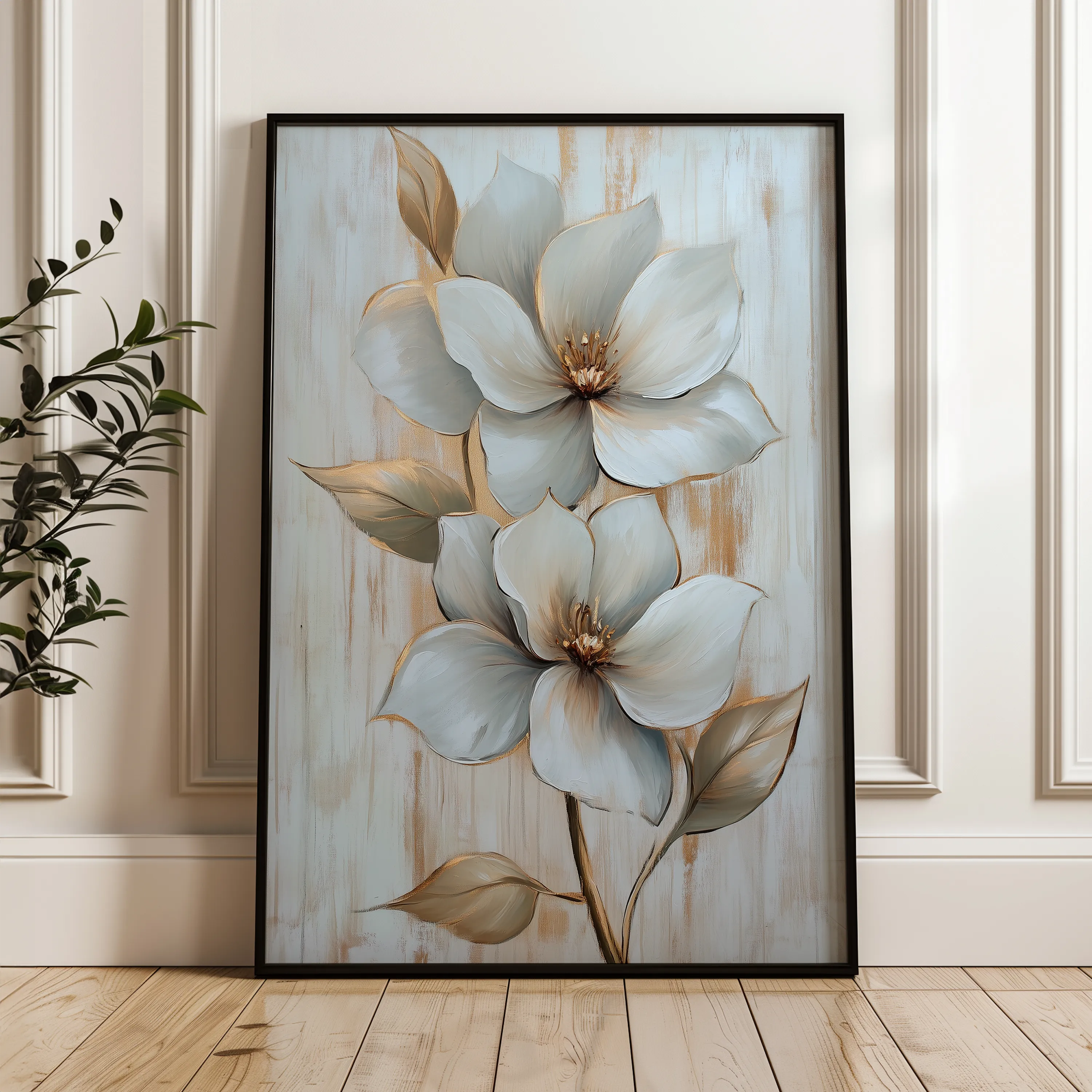 Floral 1456 Canvas Art 60 x 40 cm / Black