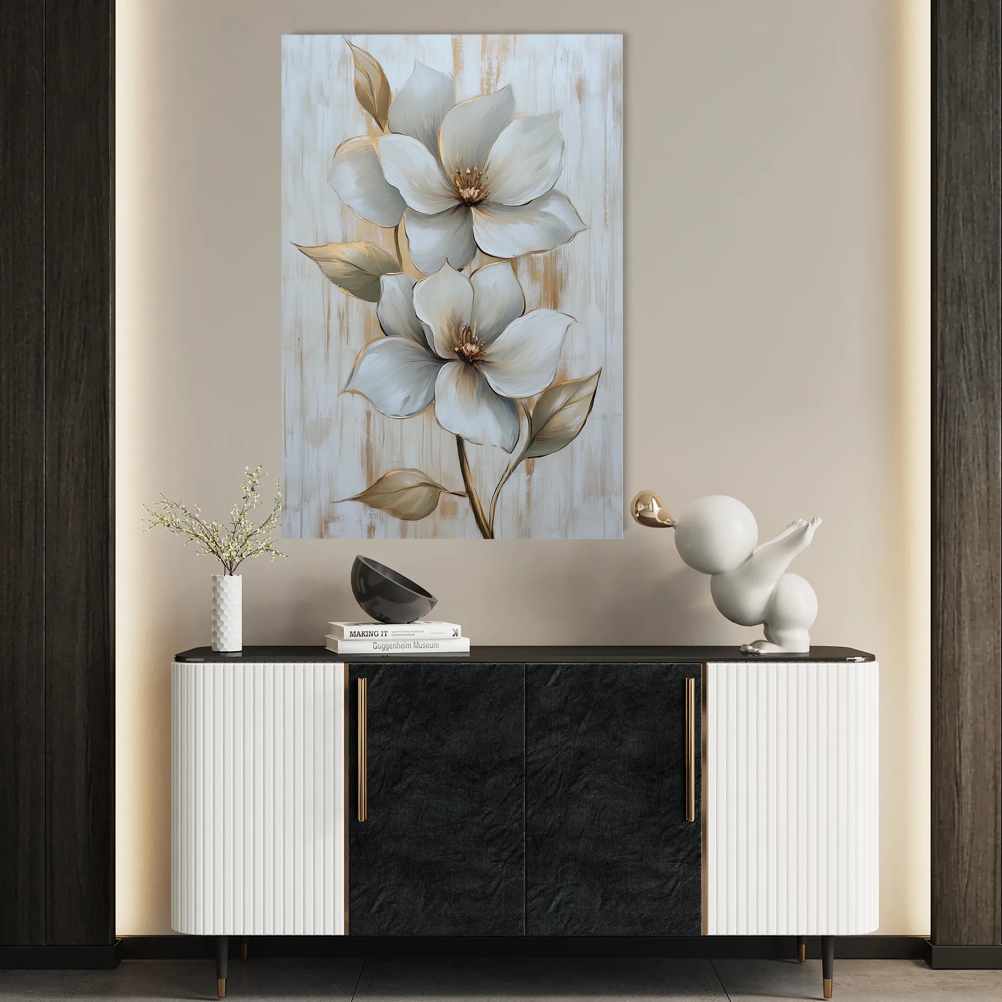 Floral 1456 Canvas Art 60 x 40 cm / Black