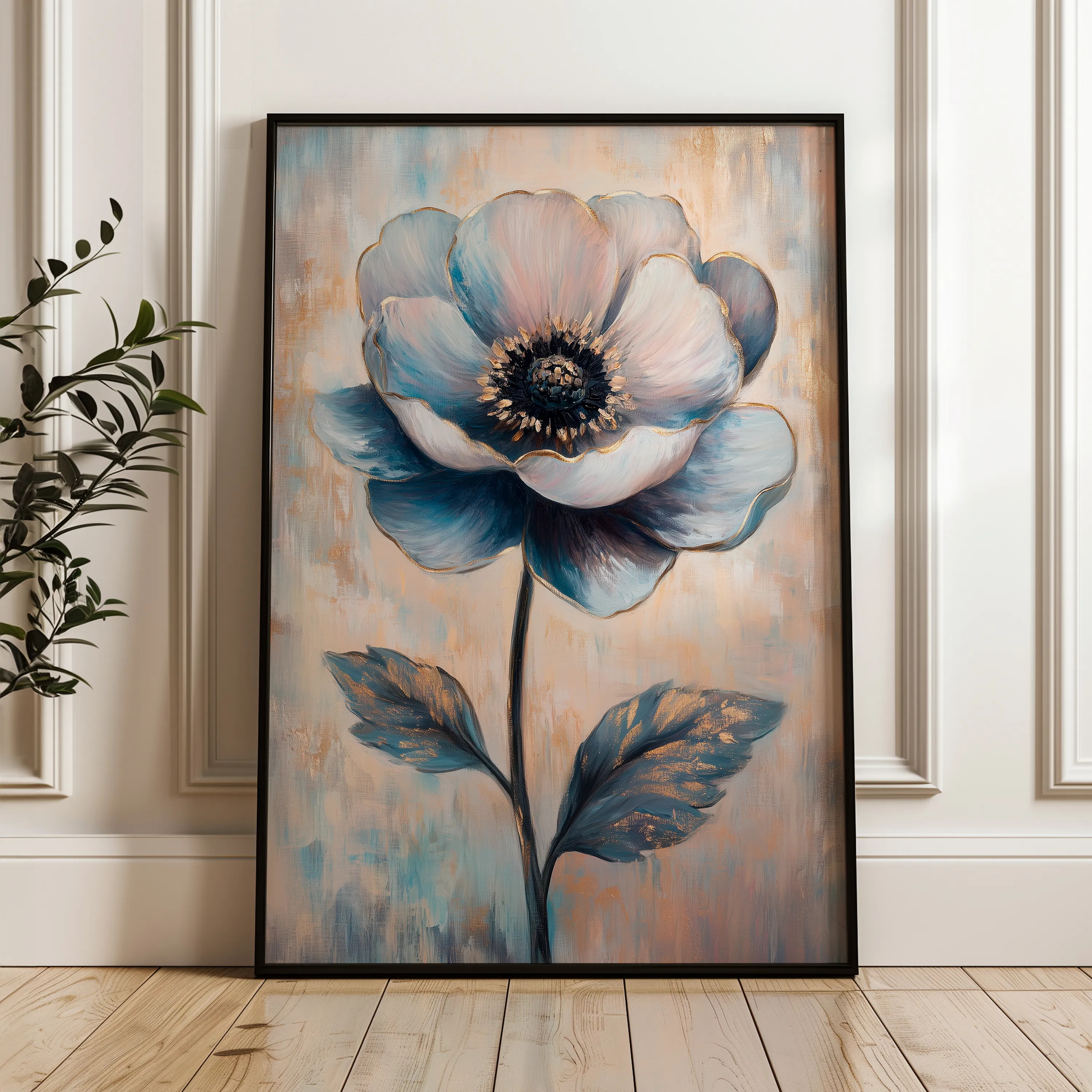 Floral 1457 Canvas Art 60 x 40 cm / Black