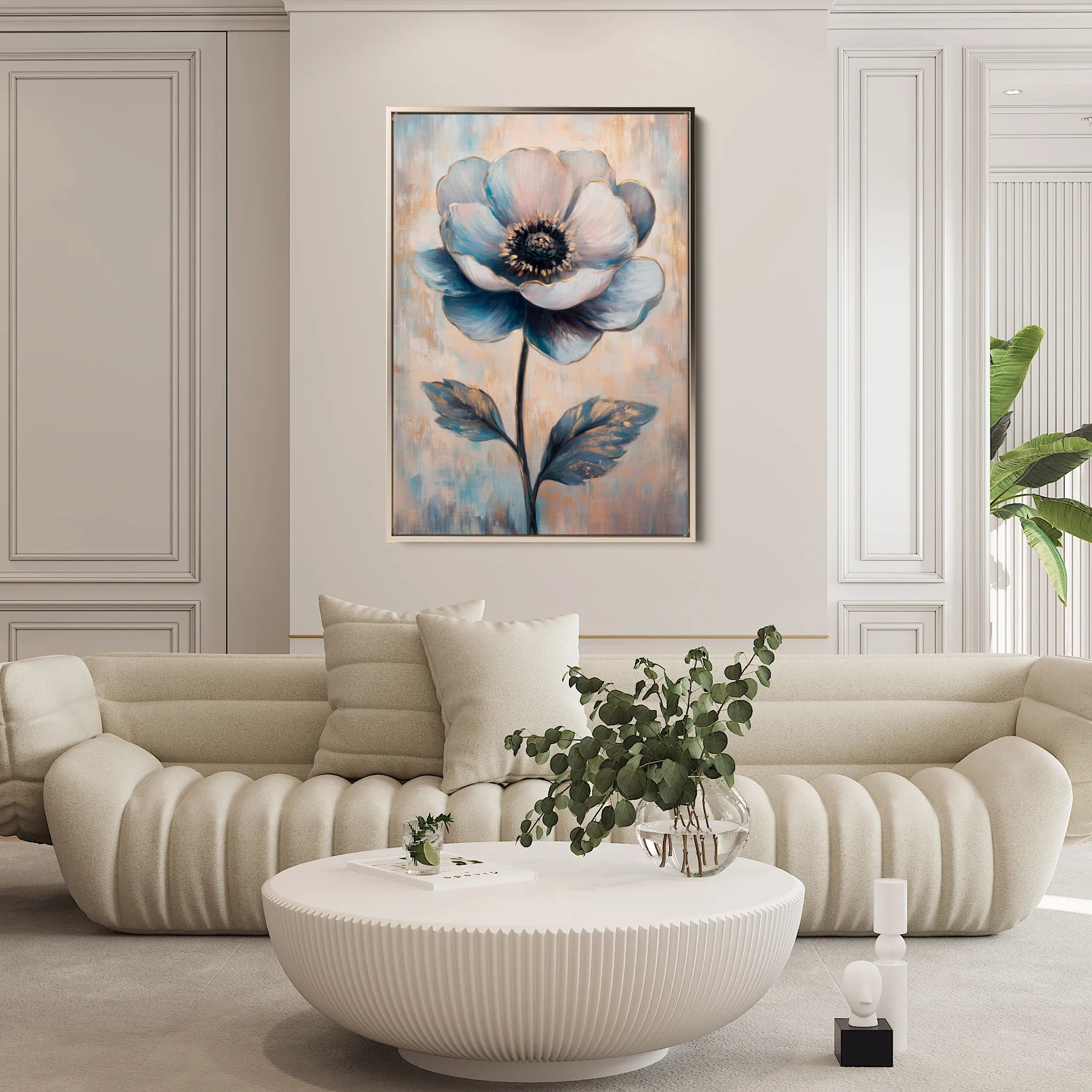 Floral 1457 Canvas Art 60 x 40 cm / Black