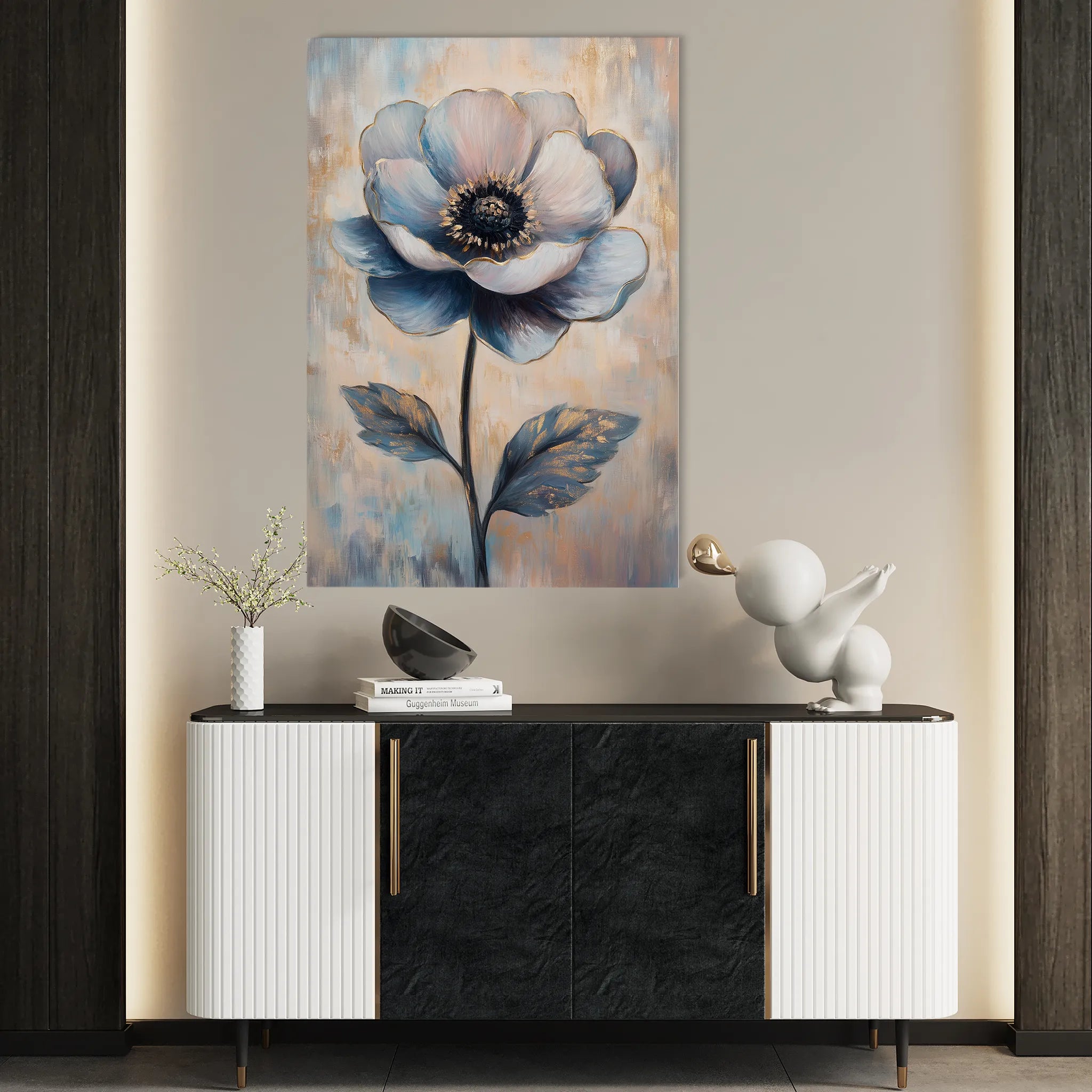 Floral 1457 Canvas Art 60 x 40 cm / Black