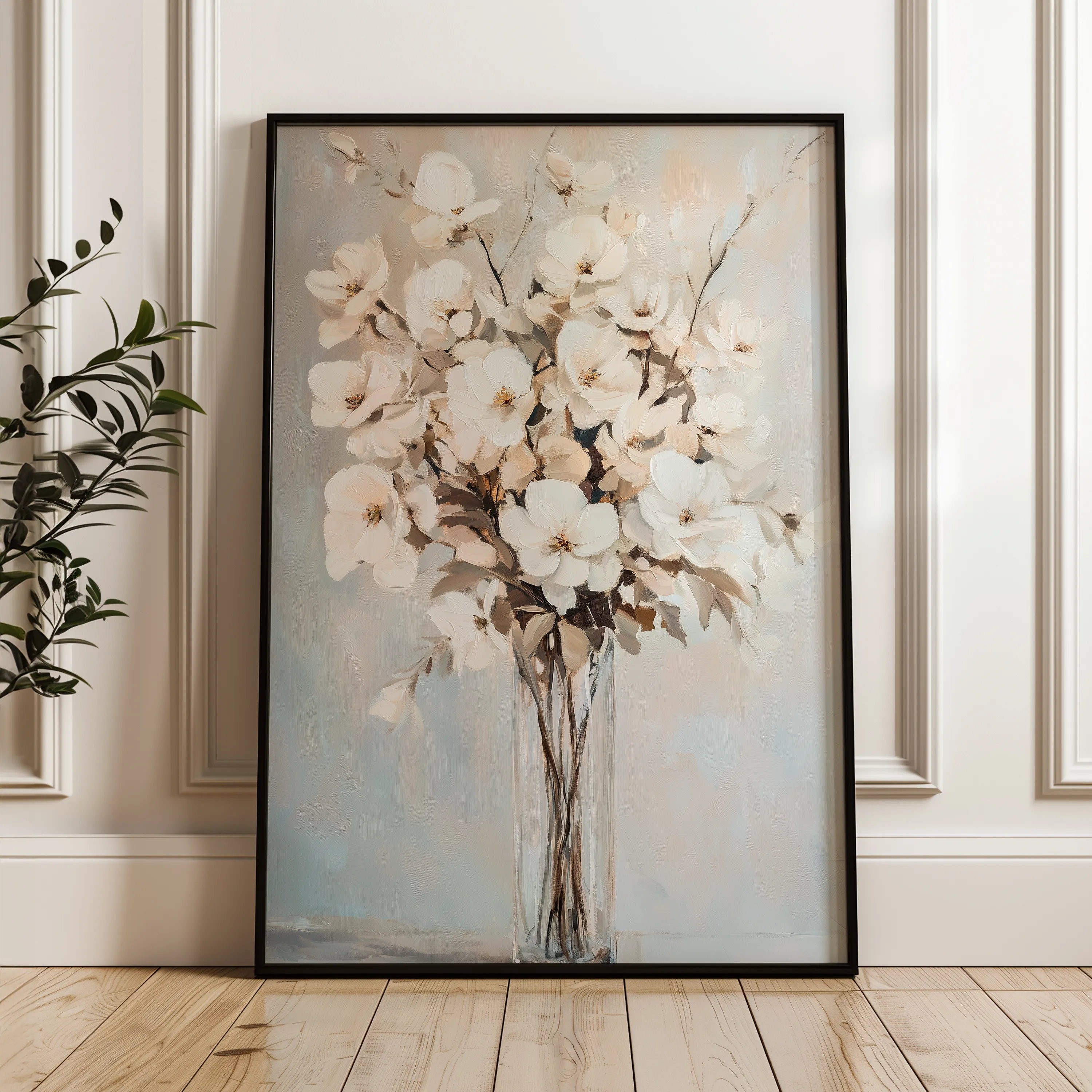 Floral 1458 Canvas Art 60 x 40 cm / Black
