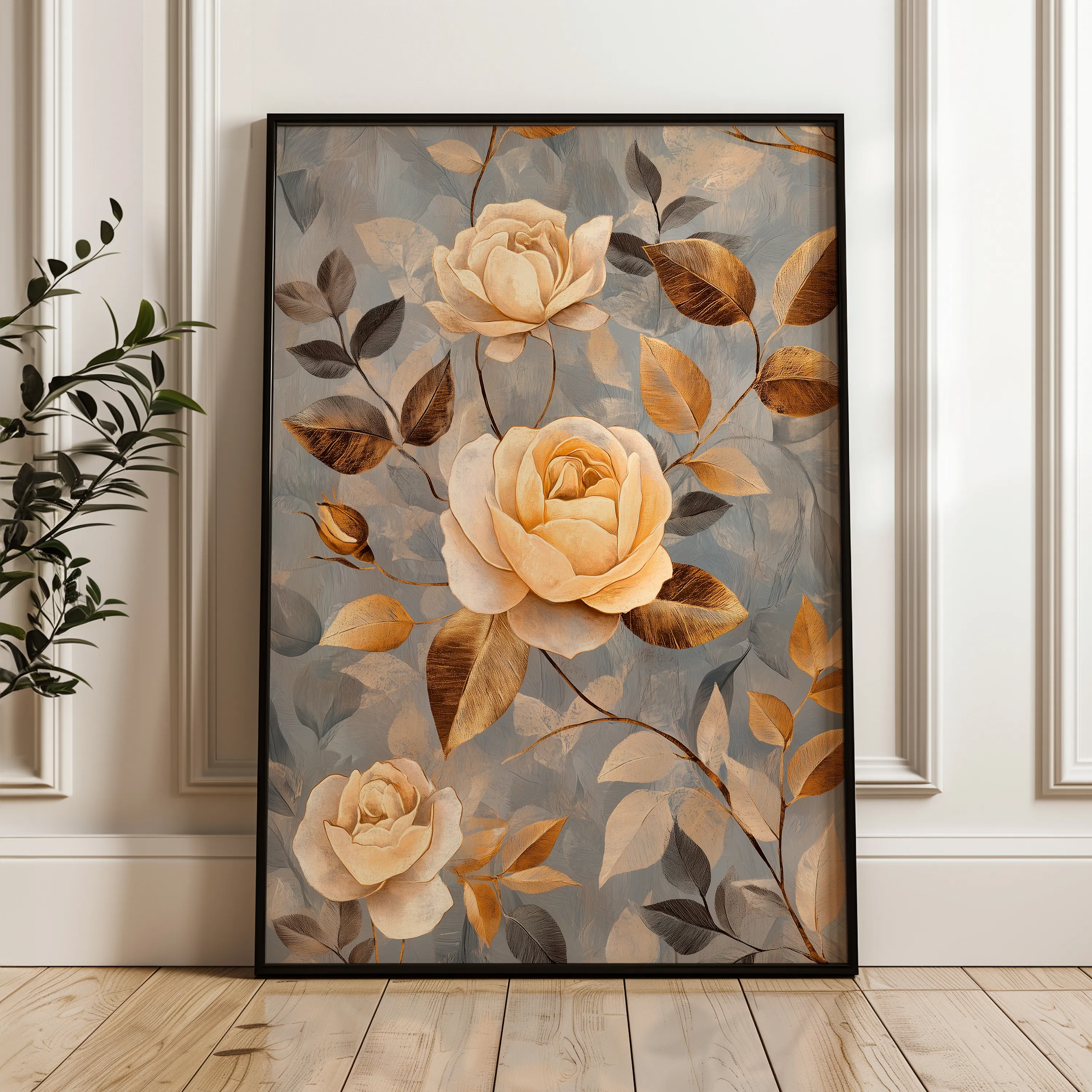 Floral 1459 Canvas Art 60 x 40 cm / Black