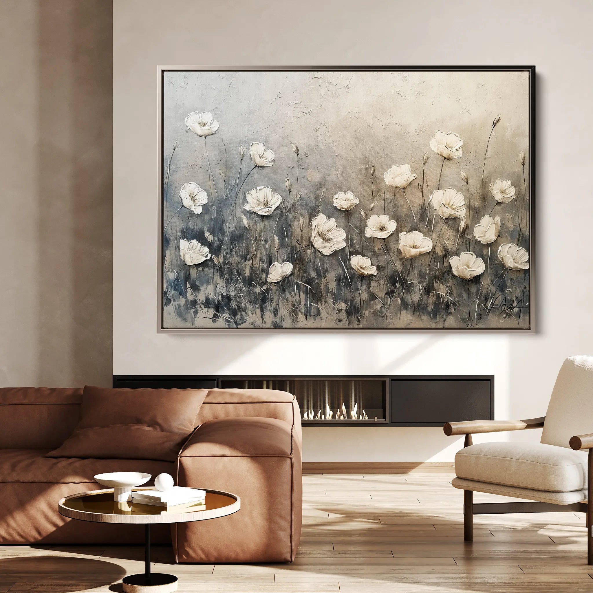Floral 146 Canvas Art 60 x 40 cm / Black