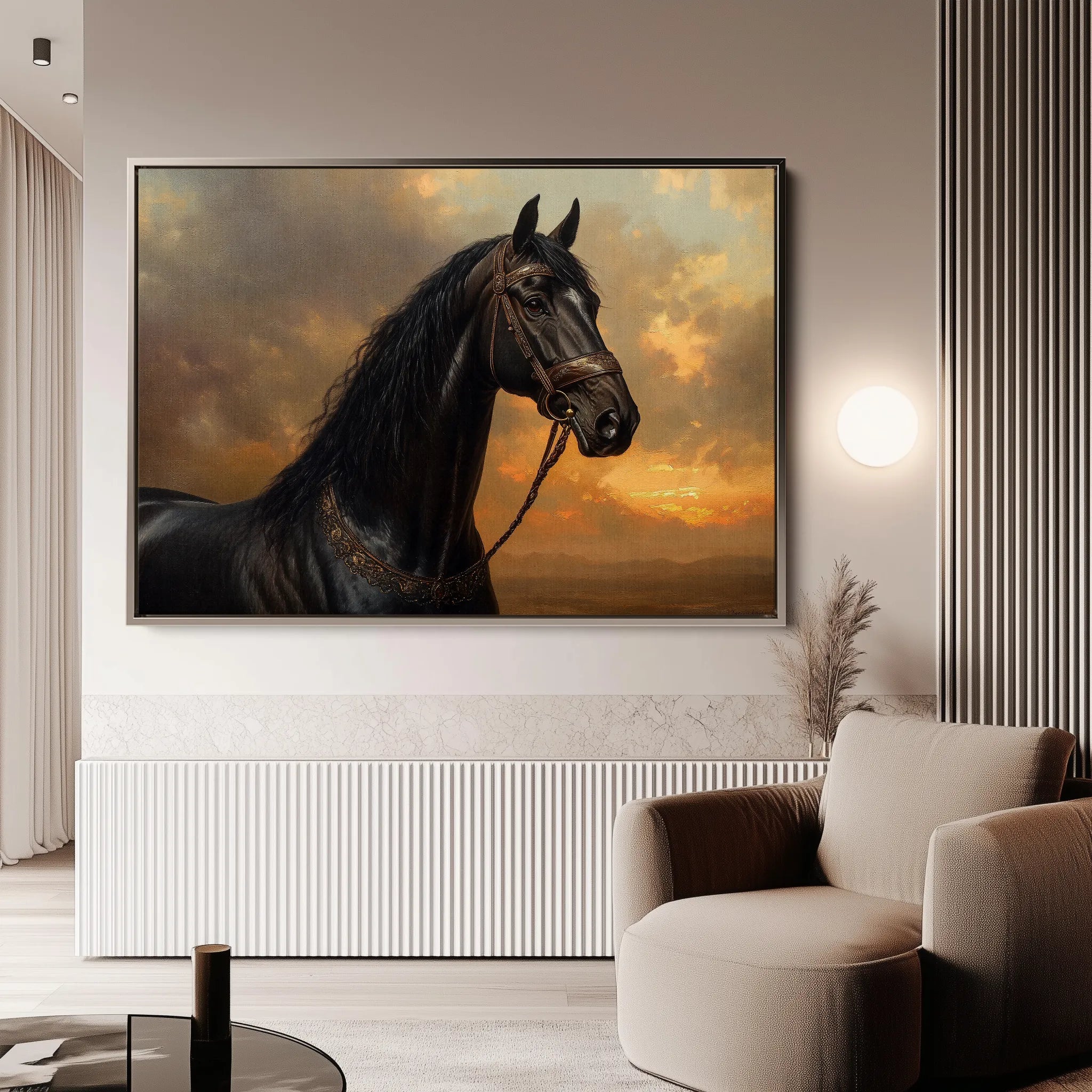 Horses 146 Canvas Art 60 x 40 cm / Black
