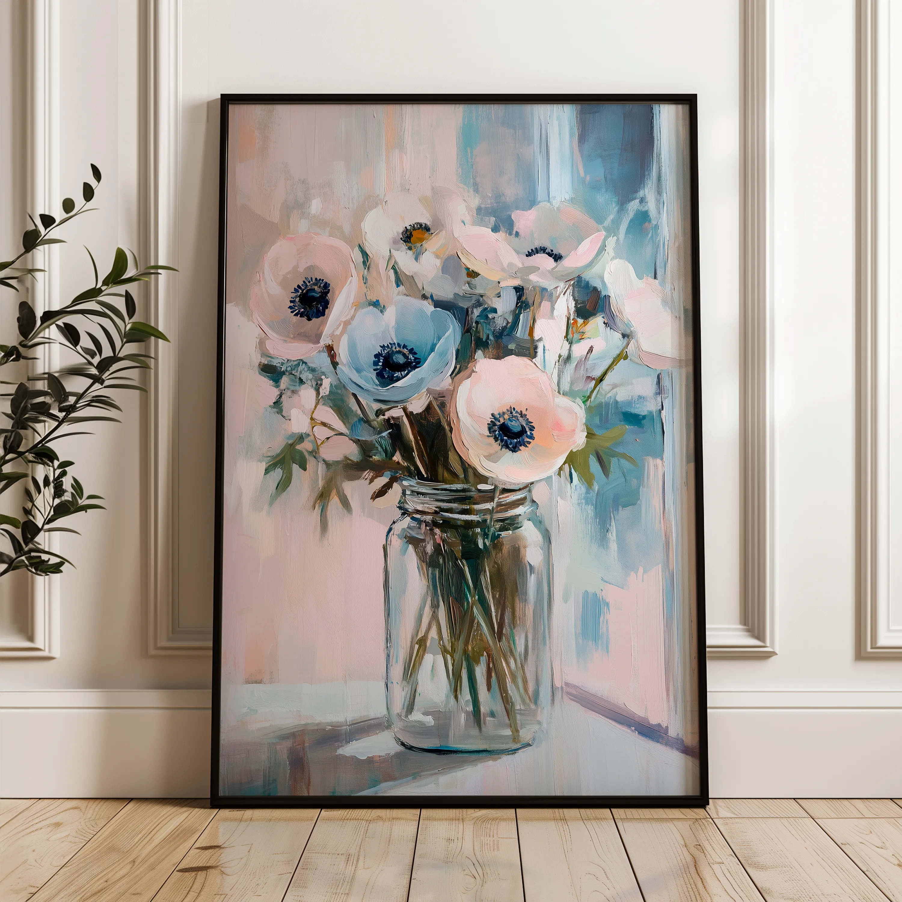 Floral 1461 Canvas Art 60 x 40 cm / Black
