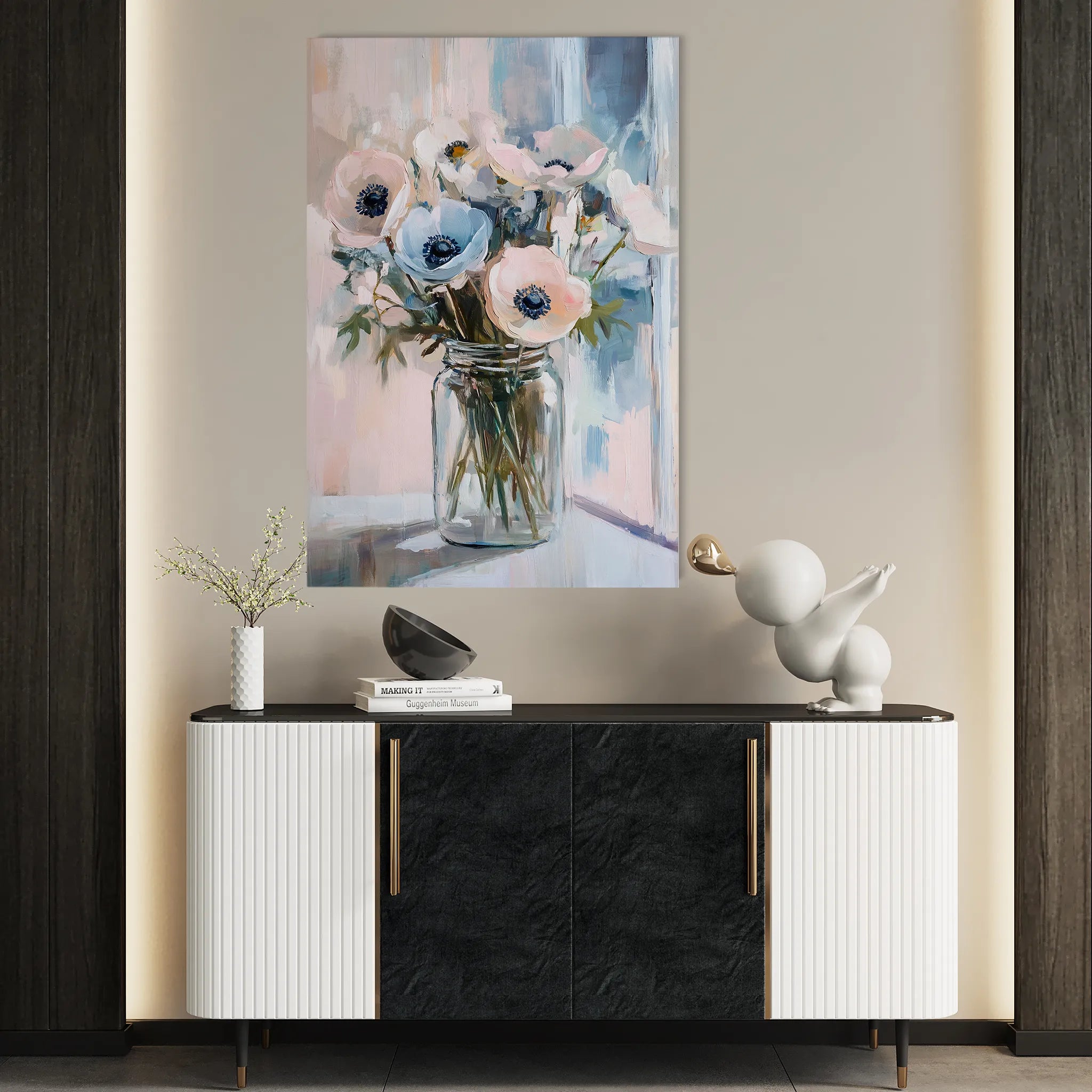 Floral 1461 Canvas Art 60 x 40 cm / Black