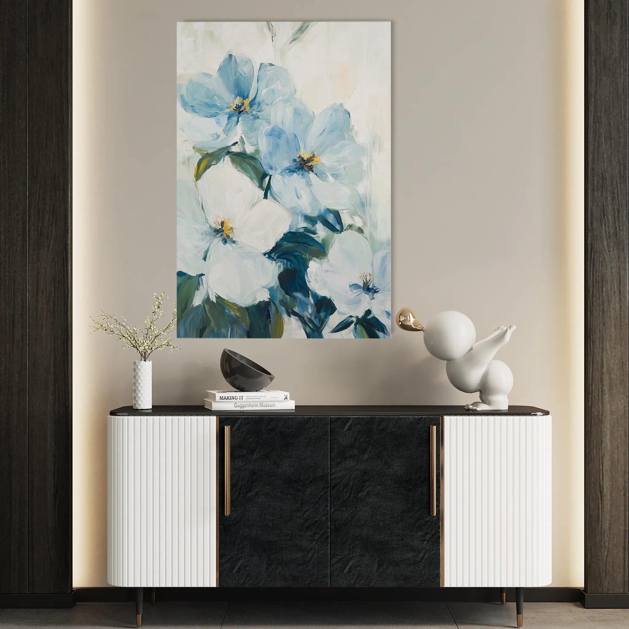 Floral 1462 Canvas Art 60 x 40 cm / Black
