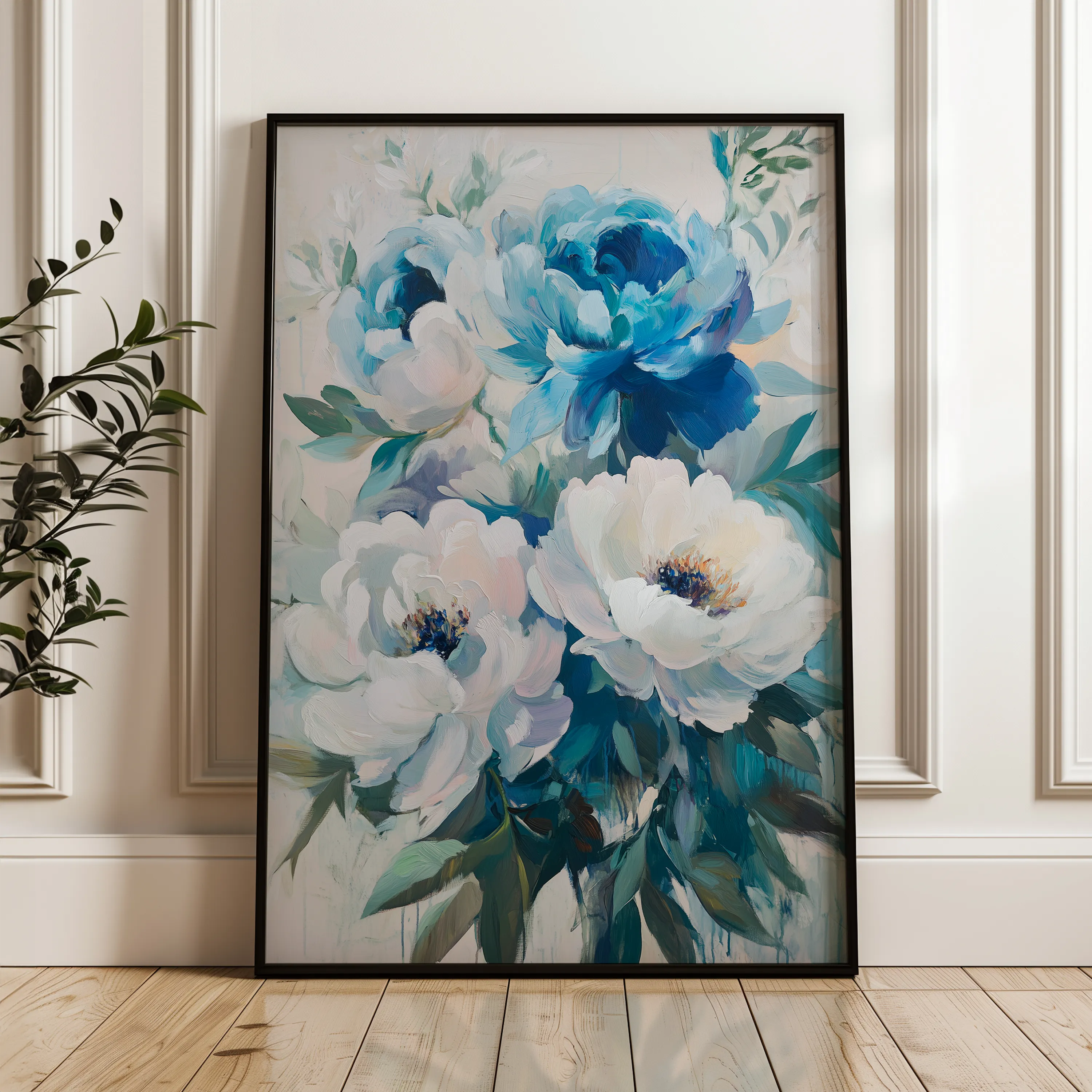 Floral 1463 Canvas Art 60 x 40 cm / Black