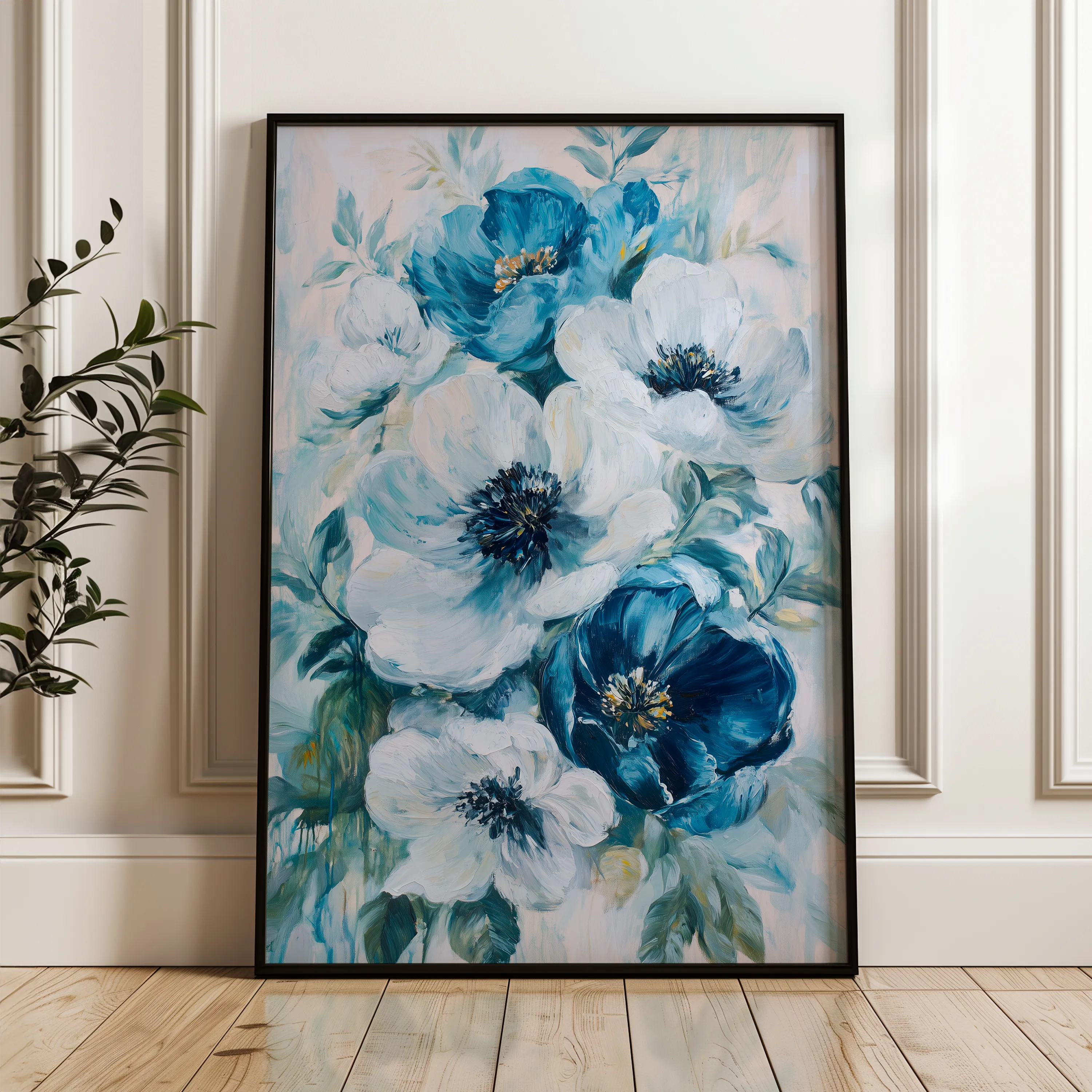 Floral 1464 Canvas Art 60 x 40 cm / Black