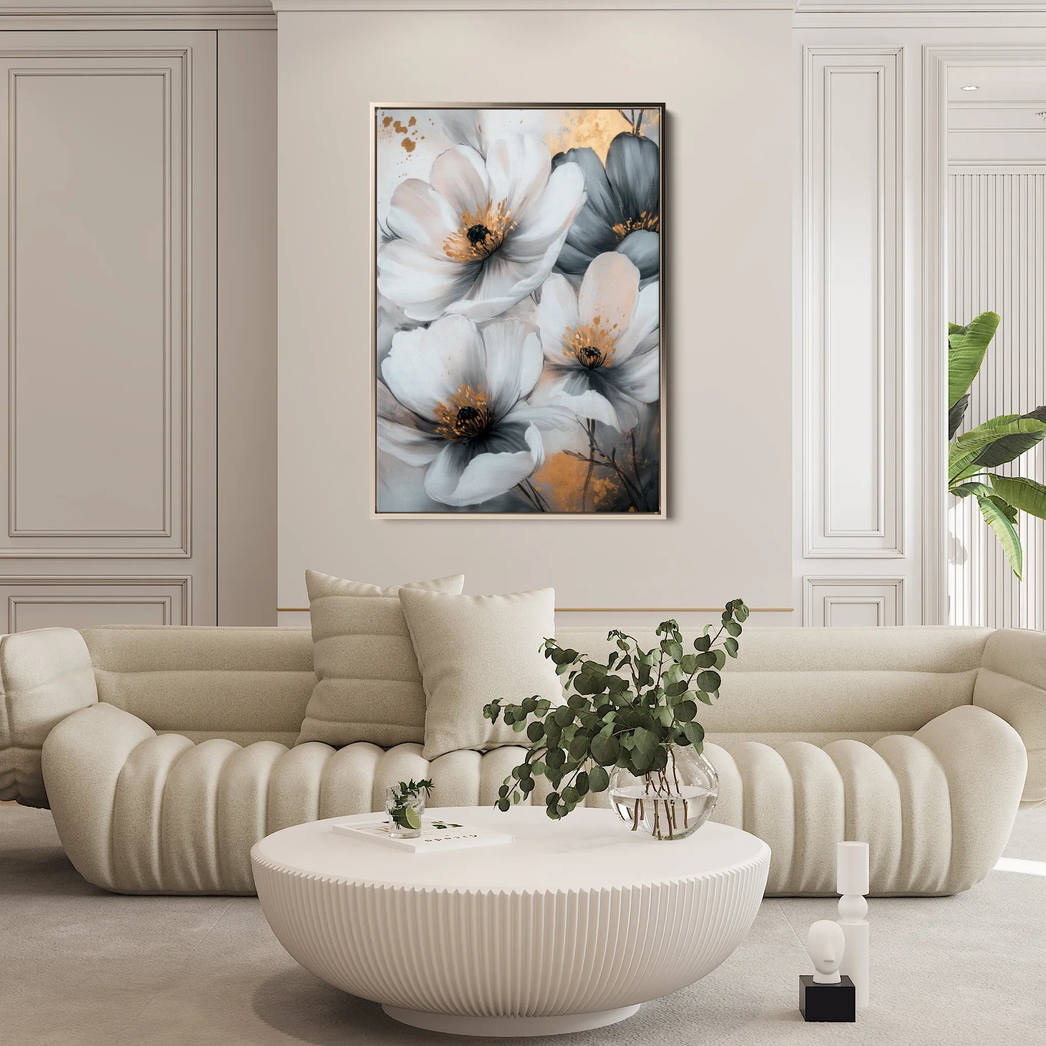 Floral 1466 Canvas Art 60 x 40 cm / Black