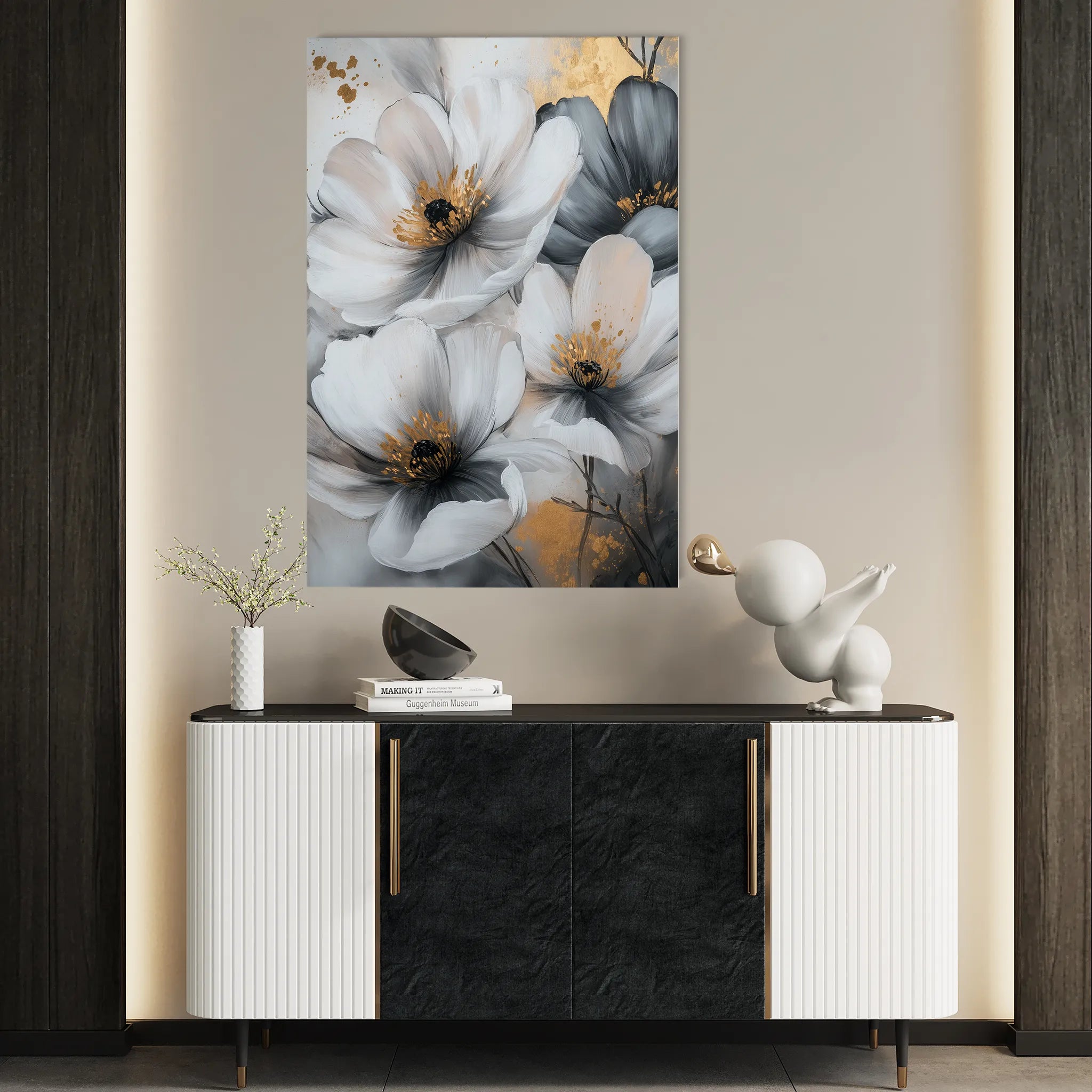 Floral 1466 Canvas Art 60 x 40 cm / Black