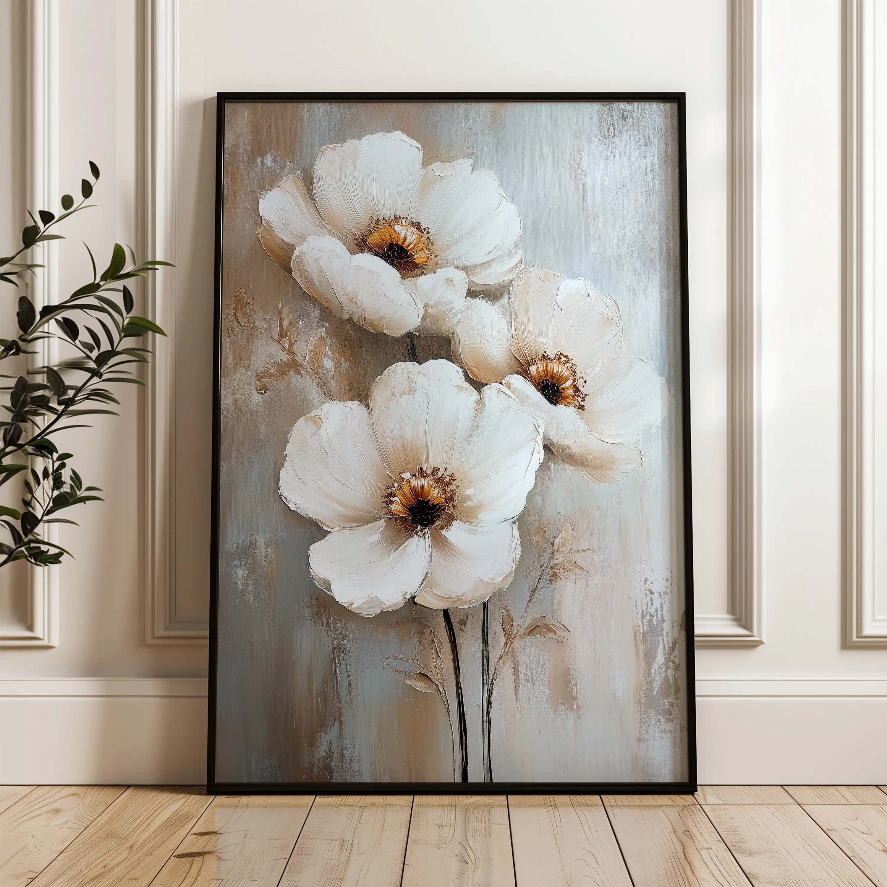 Floral 1468 Canvas Art 60 x 40 cm / Black