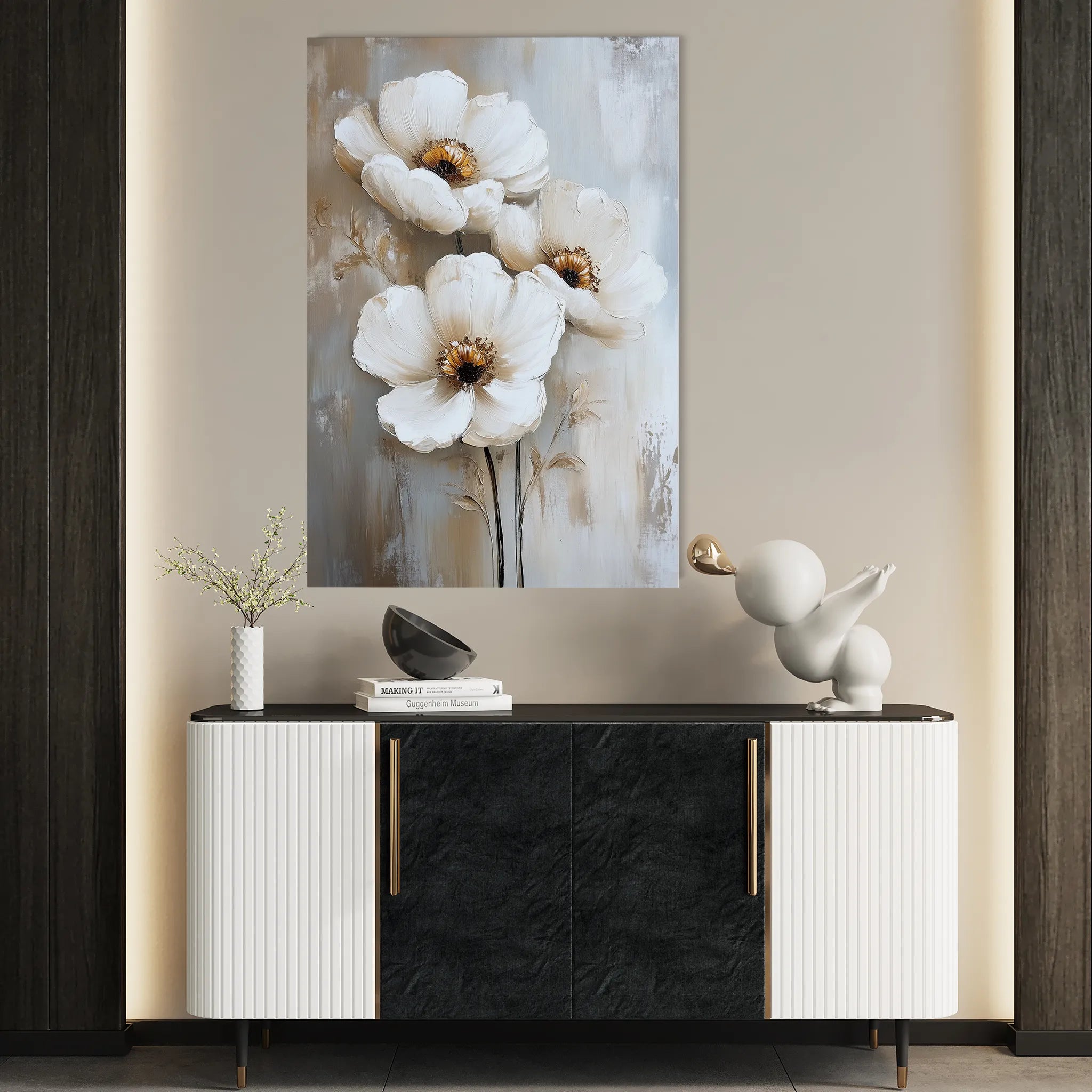Floral 1468 Canvas Art 60 x 40 cm / Black