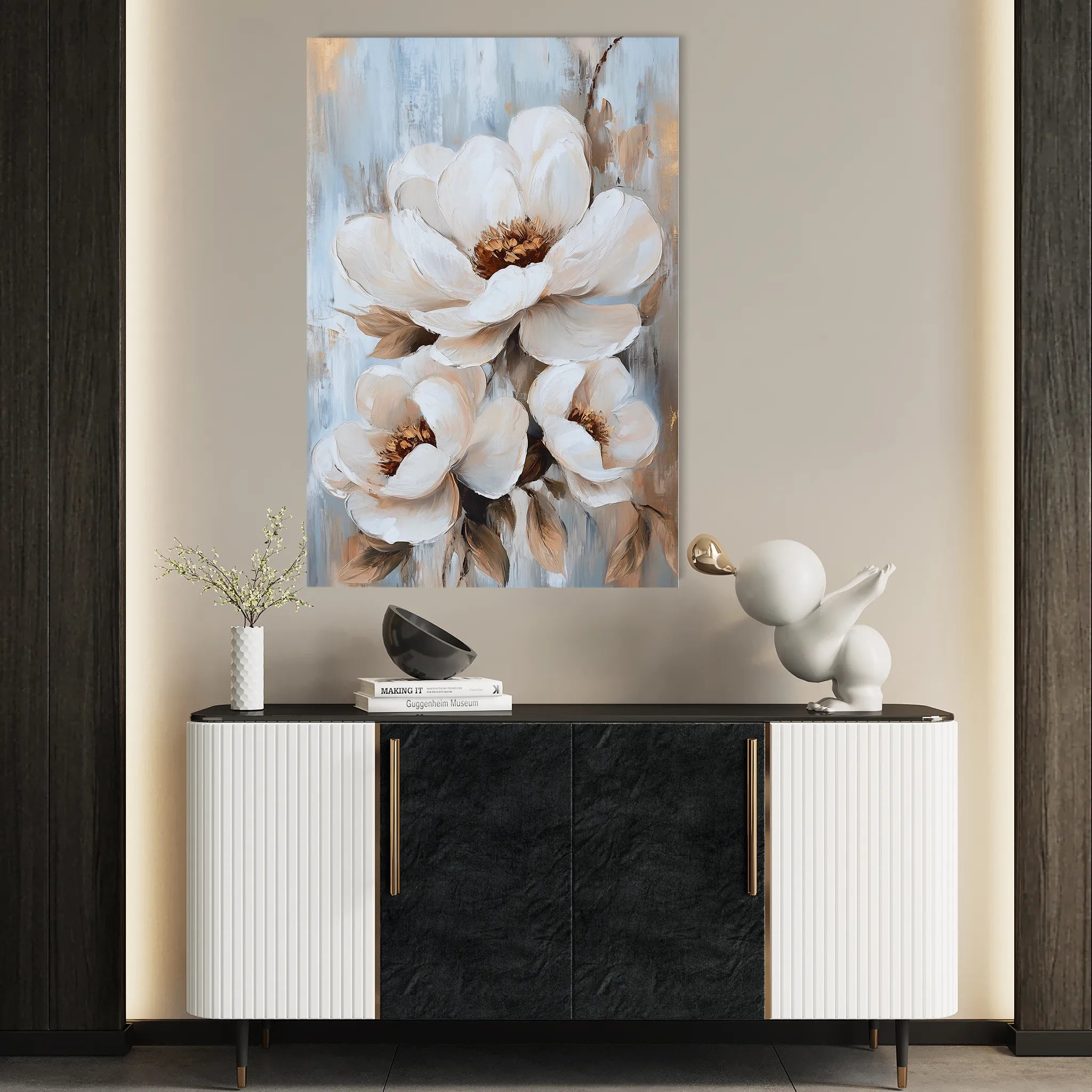 Floral 1469 Canvas Art 60 x 40 cm / Black