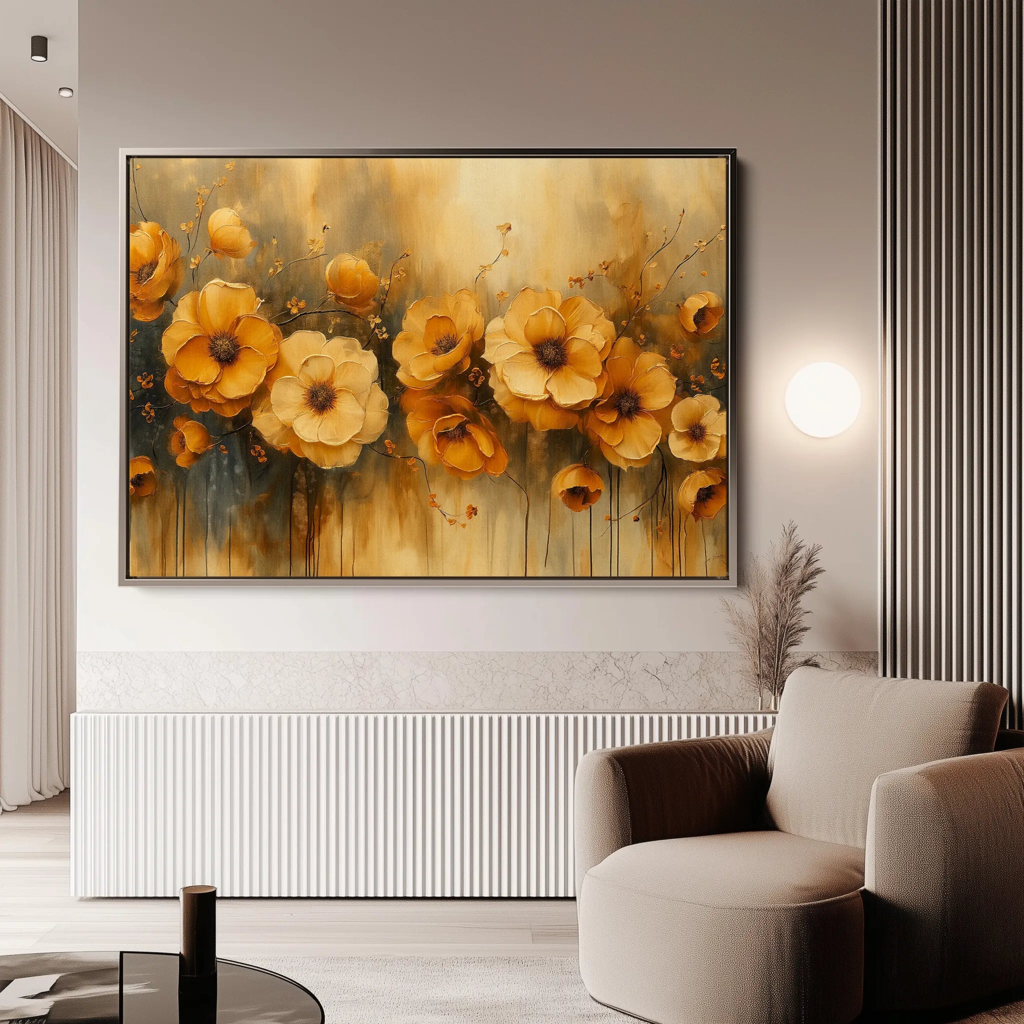 Floral 147 Canvas Art 60 x 40 cm / Black
