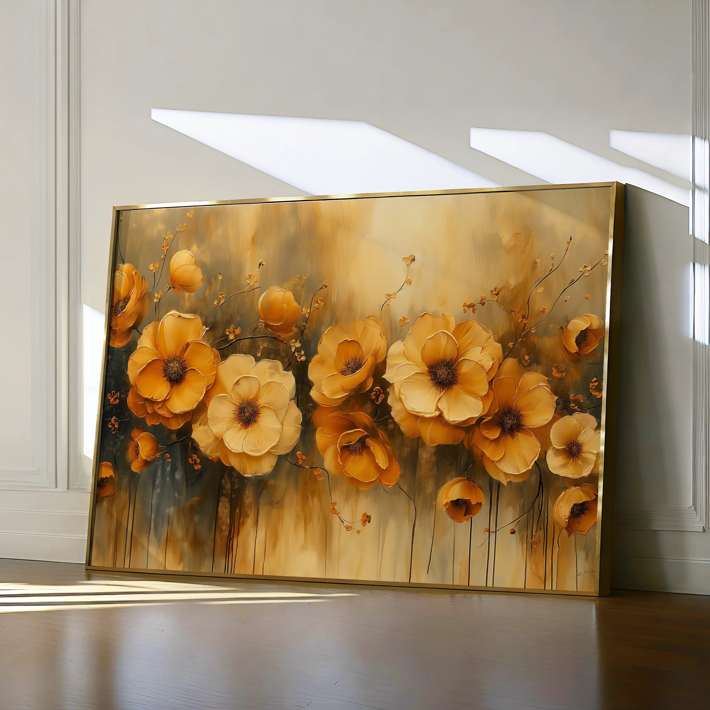 Floral 147 Canvas Art 60 x 40 cm / Black