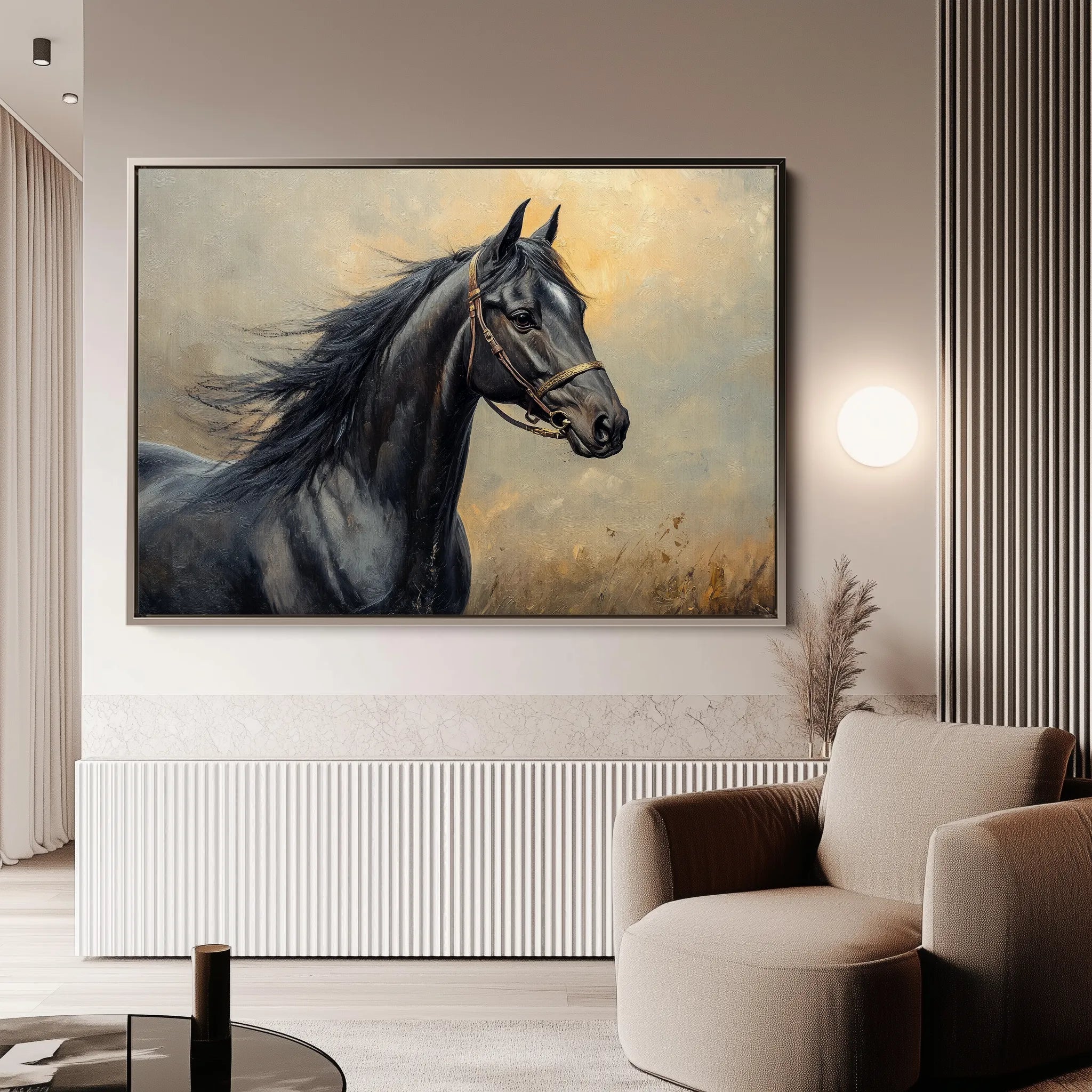 Horses 147 Canvas Art 60 x 40 cm / Black