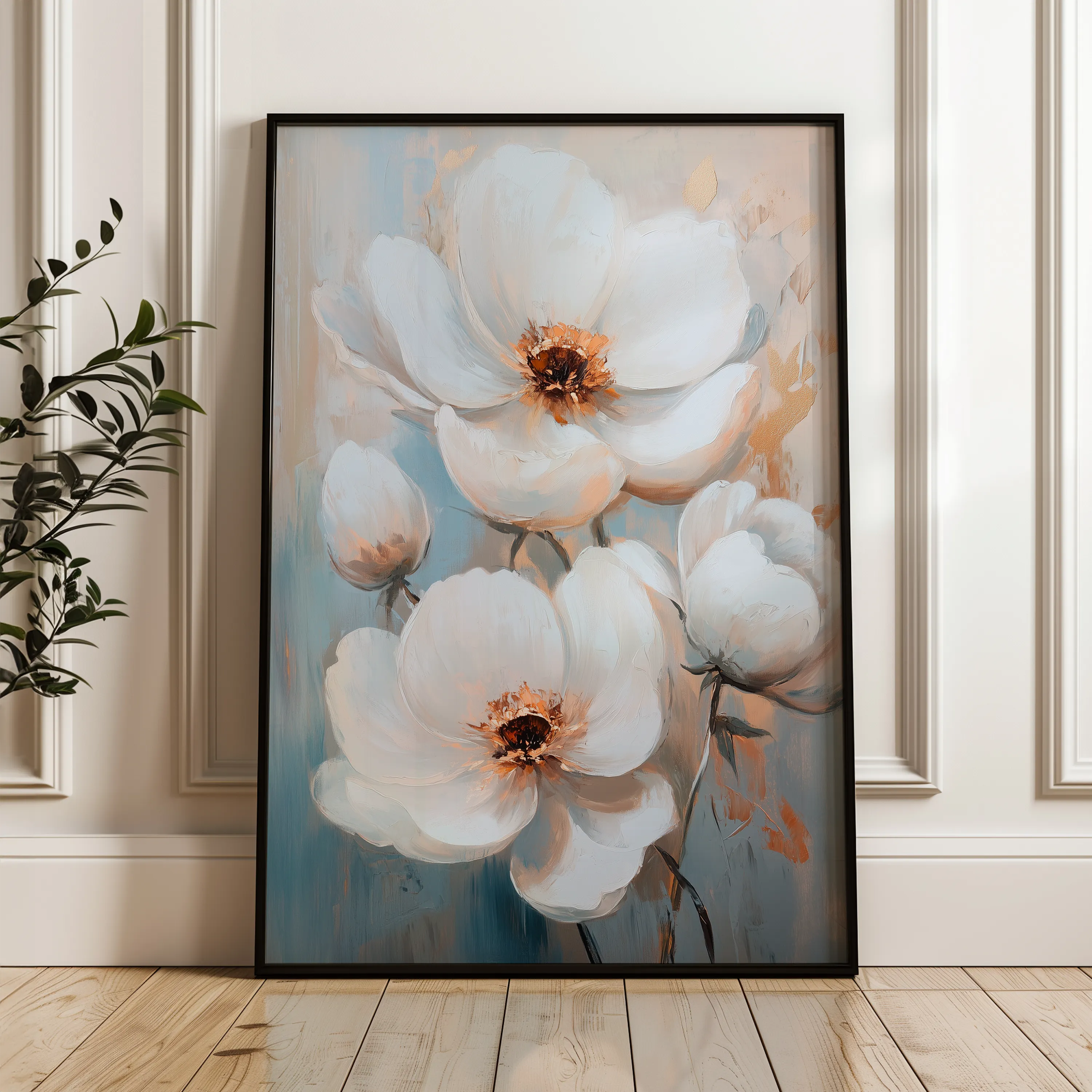 Floral 1470 Canvas Art 60 x 40 cm / Black
