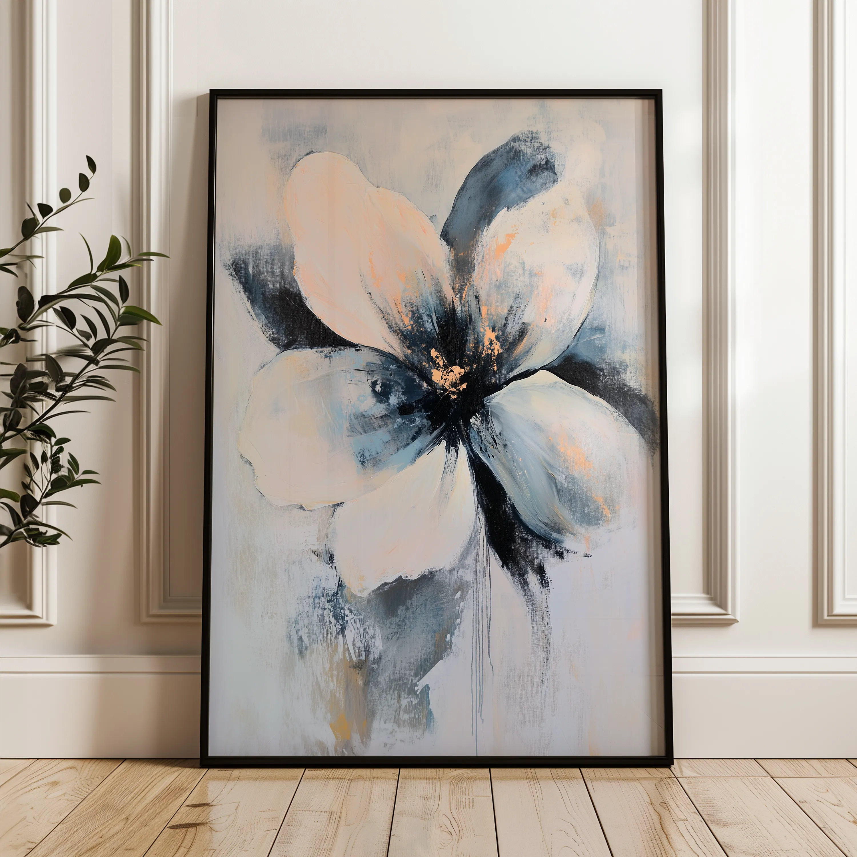 Floral 1471 Canvas Art 60 x 40 cm / Black