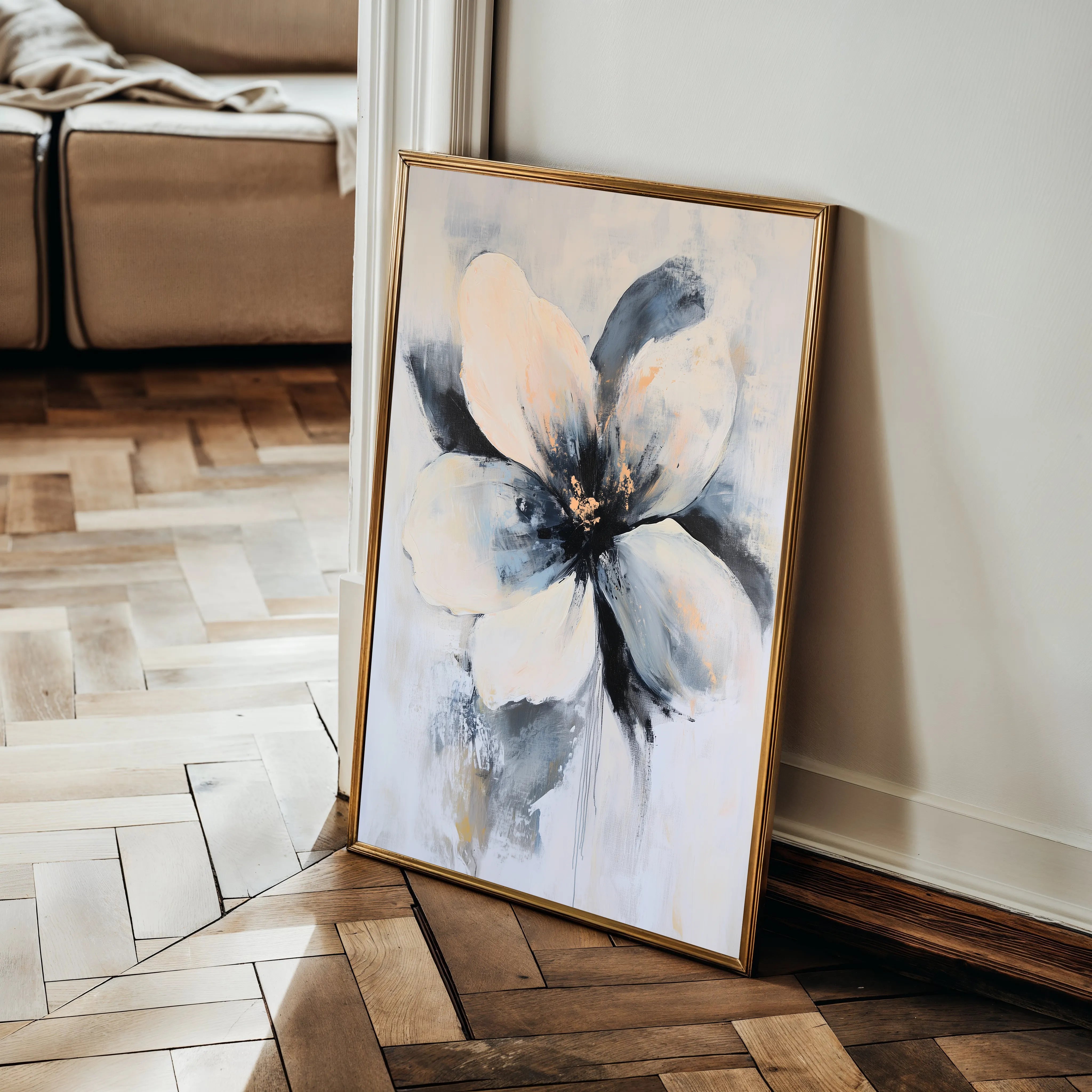 Floral 1471 Canvas Art 60 x 40 cm / Black