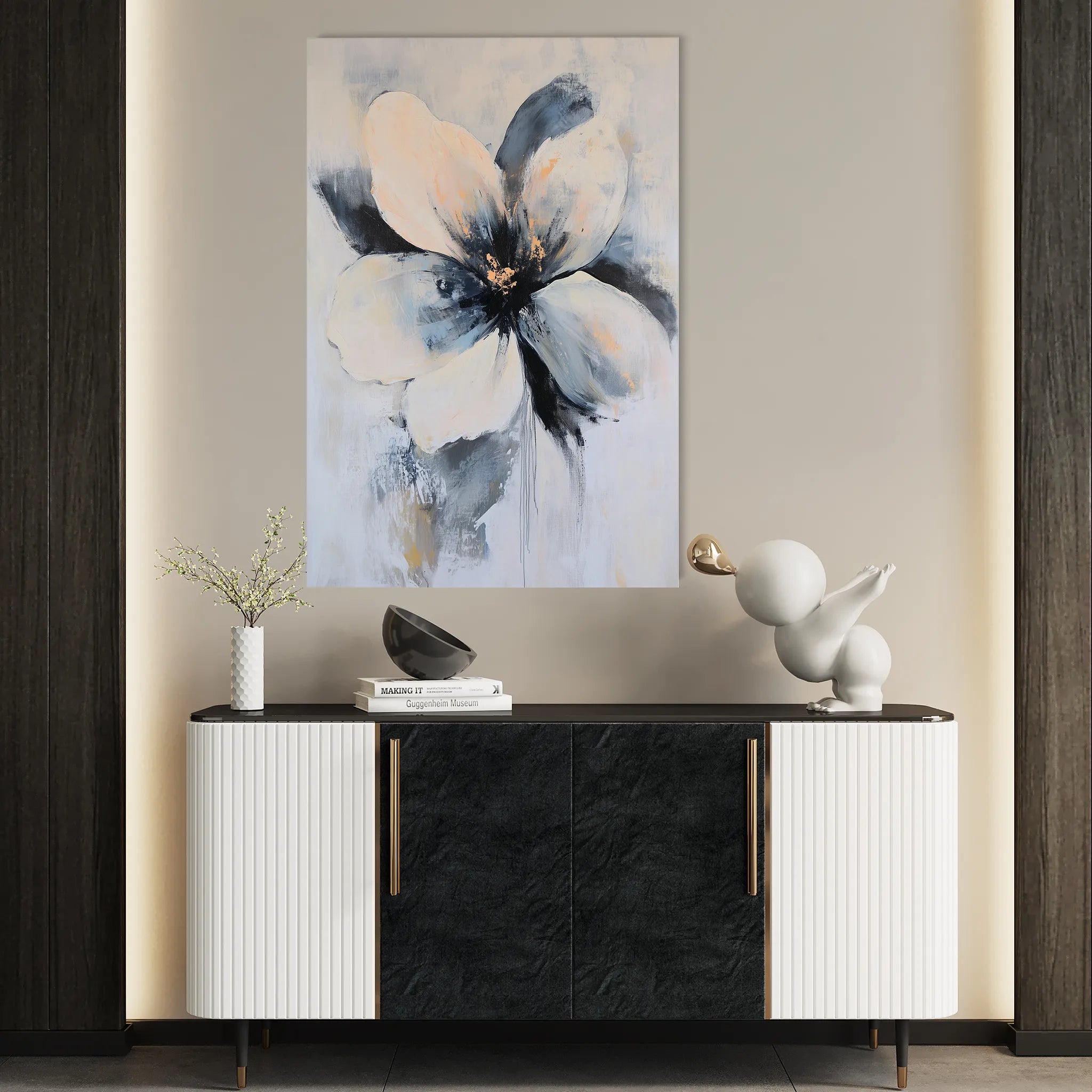Floral 1471 Canvas Art 60 x 40 cm / Black
