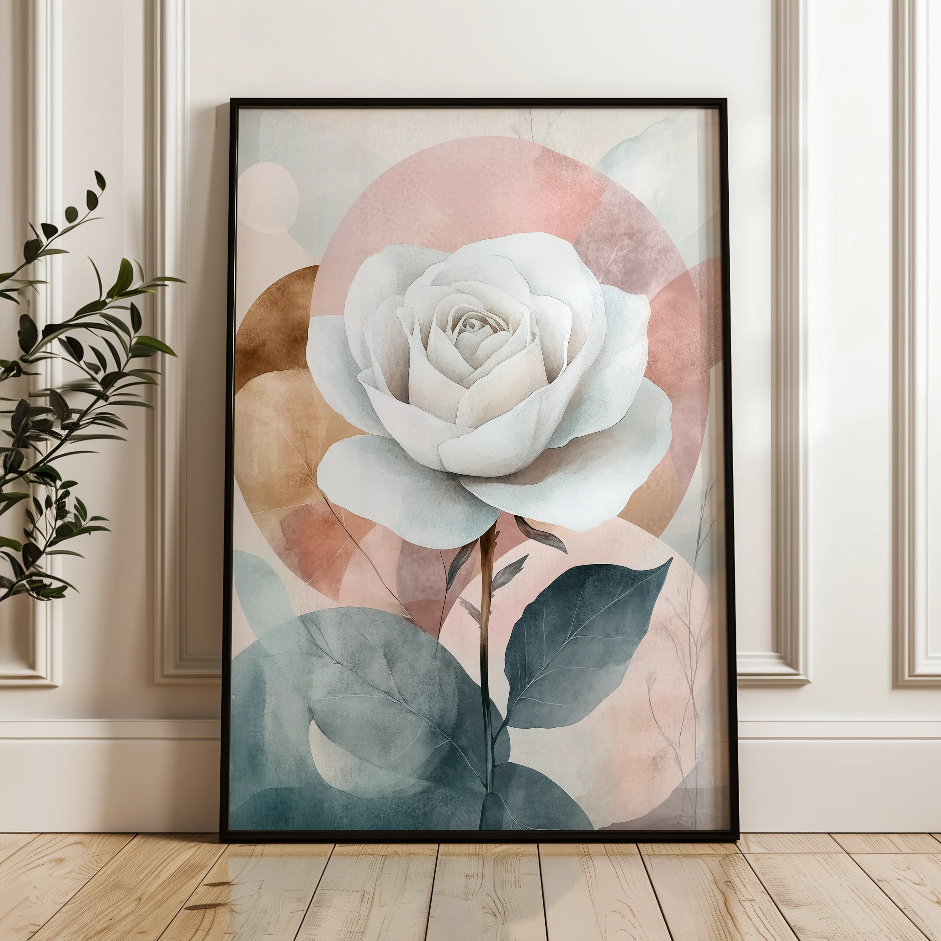 Floral 1472 Canvas Art 60 x 40 cm / Black