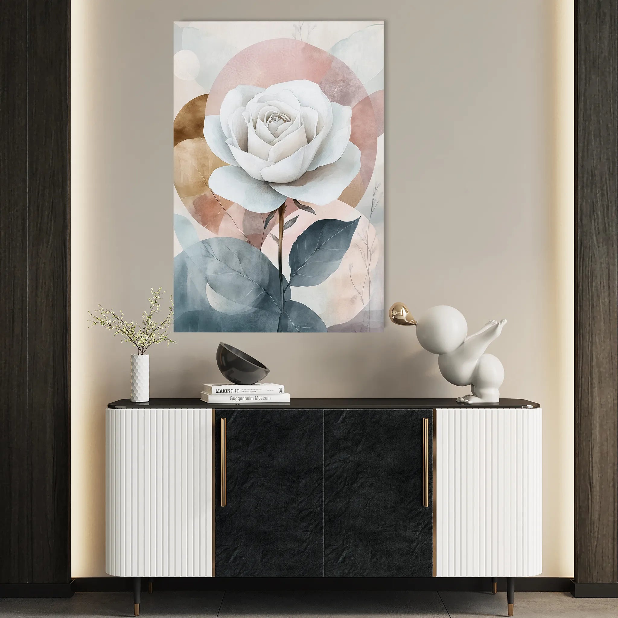 Floral 1472 Canvas Art 60 x 40 cm / Black