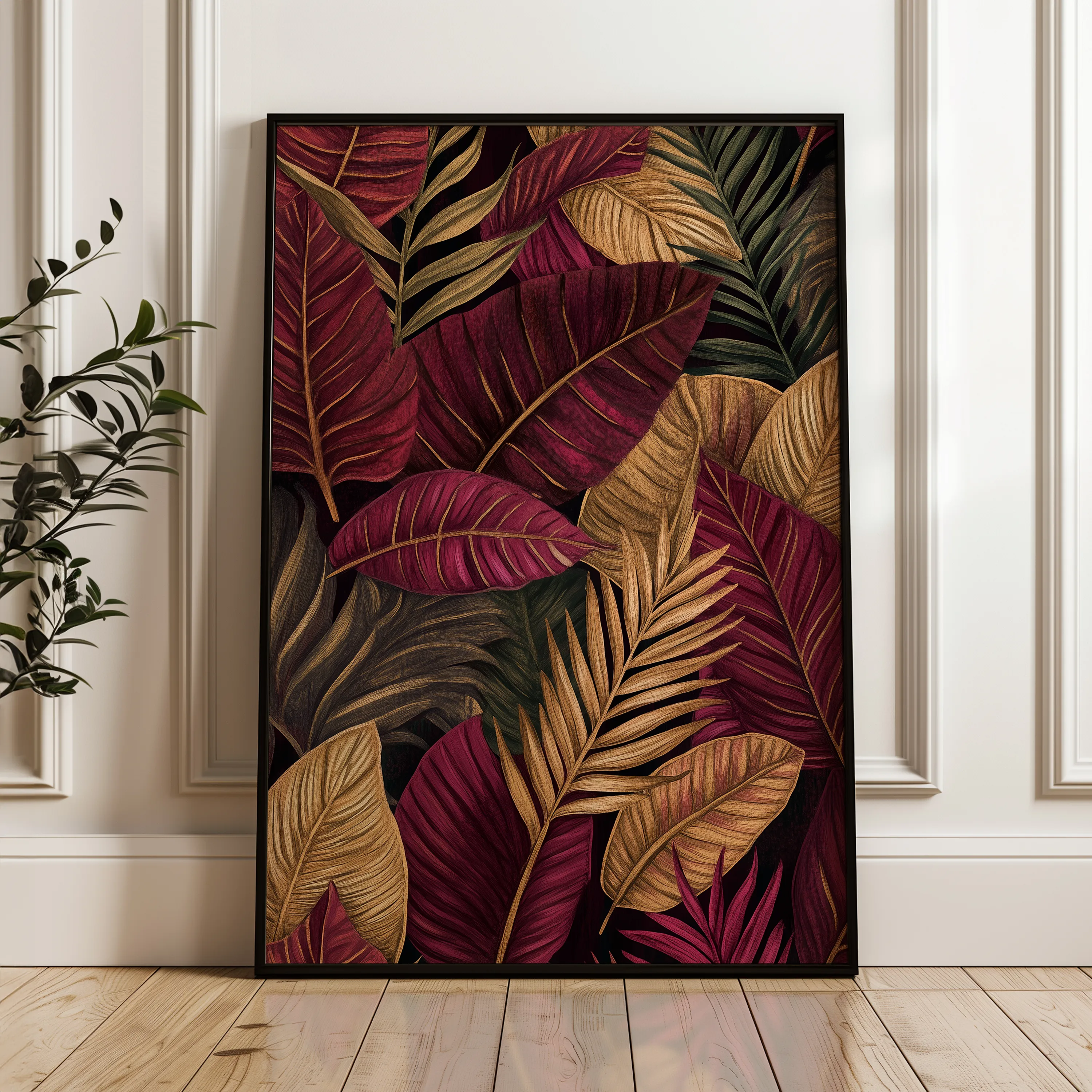 Floral 1473 Canvas Art 60 x 40 cm / Black