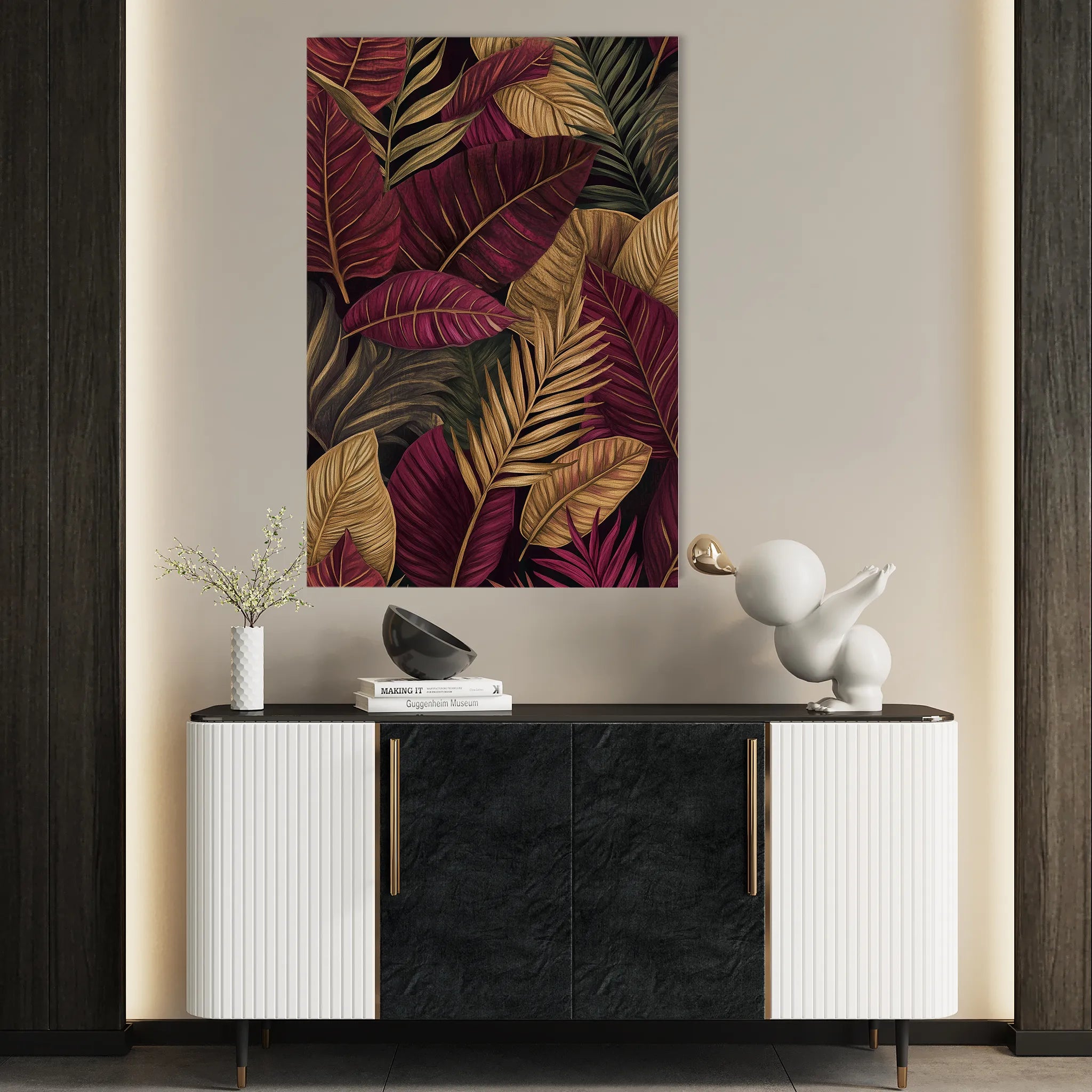 Floral 1473 Canvas Art 60 x 40 cm / Black