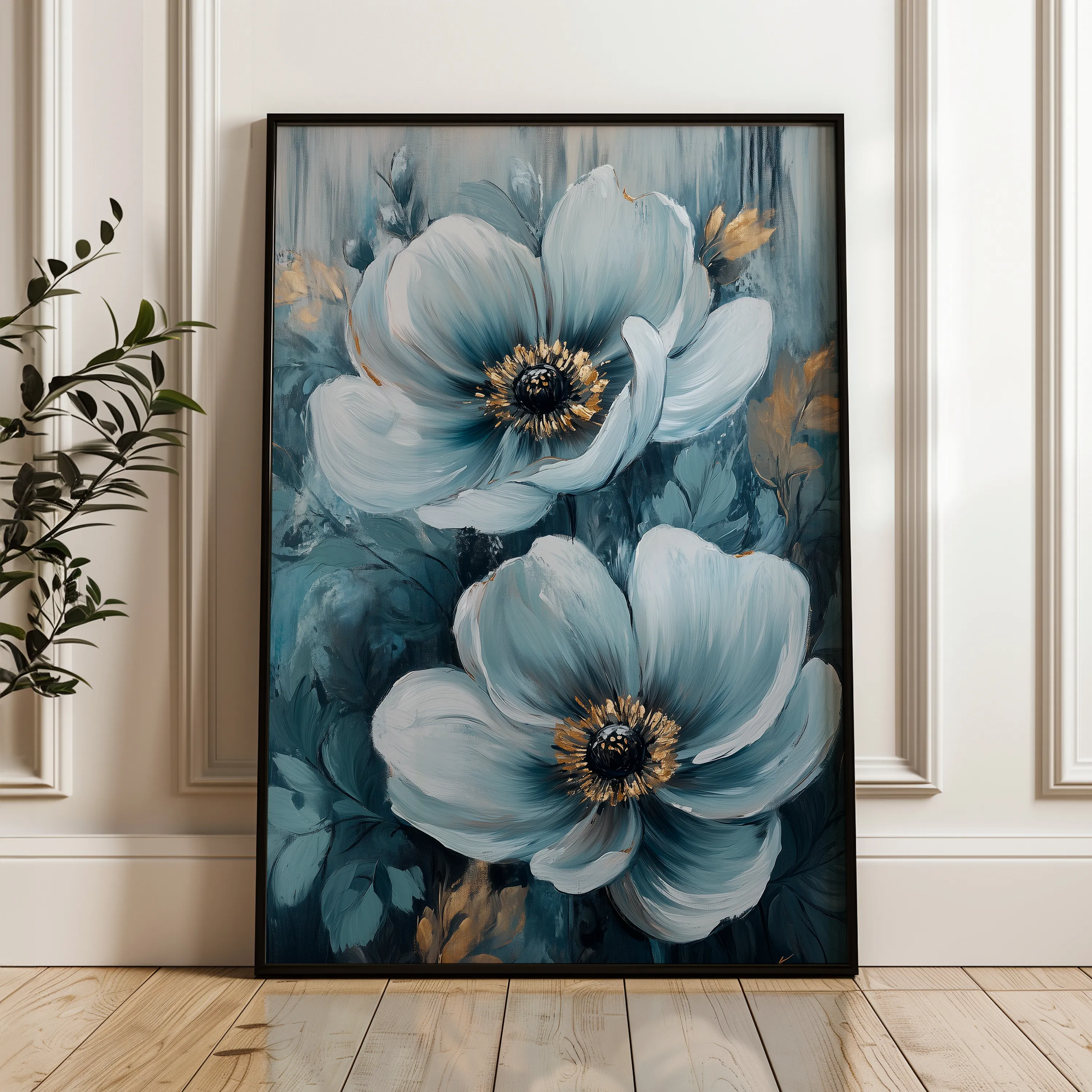 Floral 1474 Canvas Art 60 x 40 cm / Black