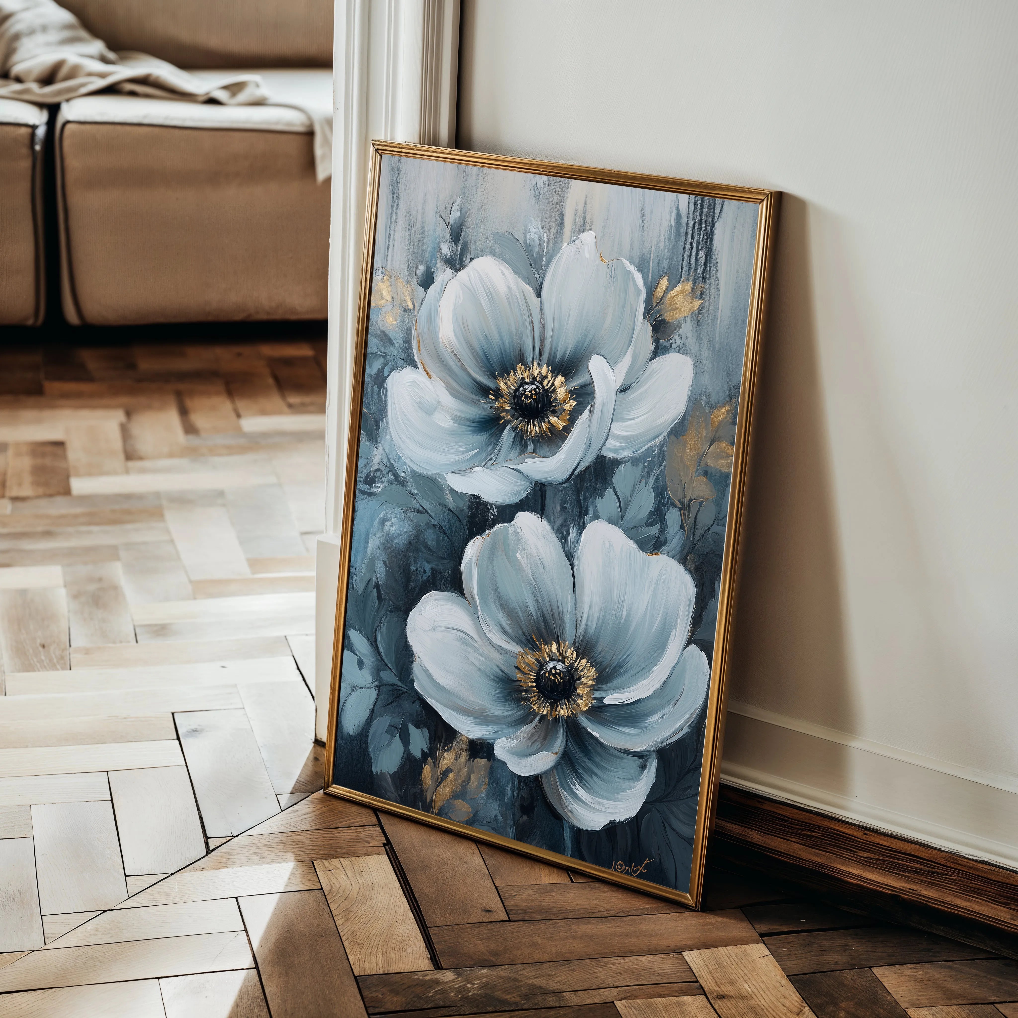 Floral 1474 Canvas Art 60 x 40 cm / Black