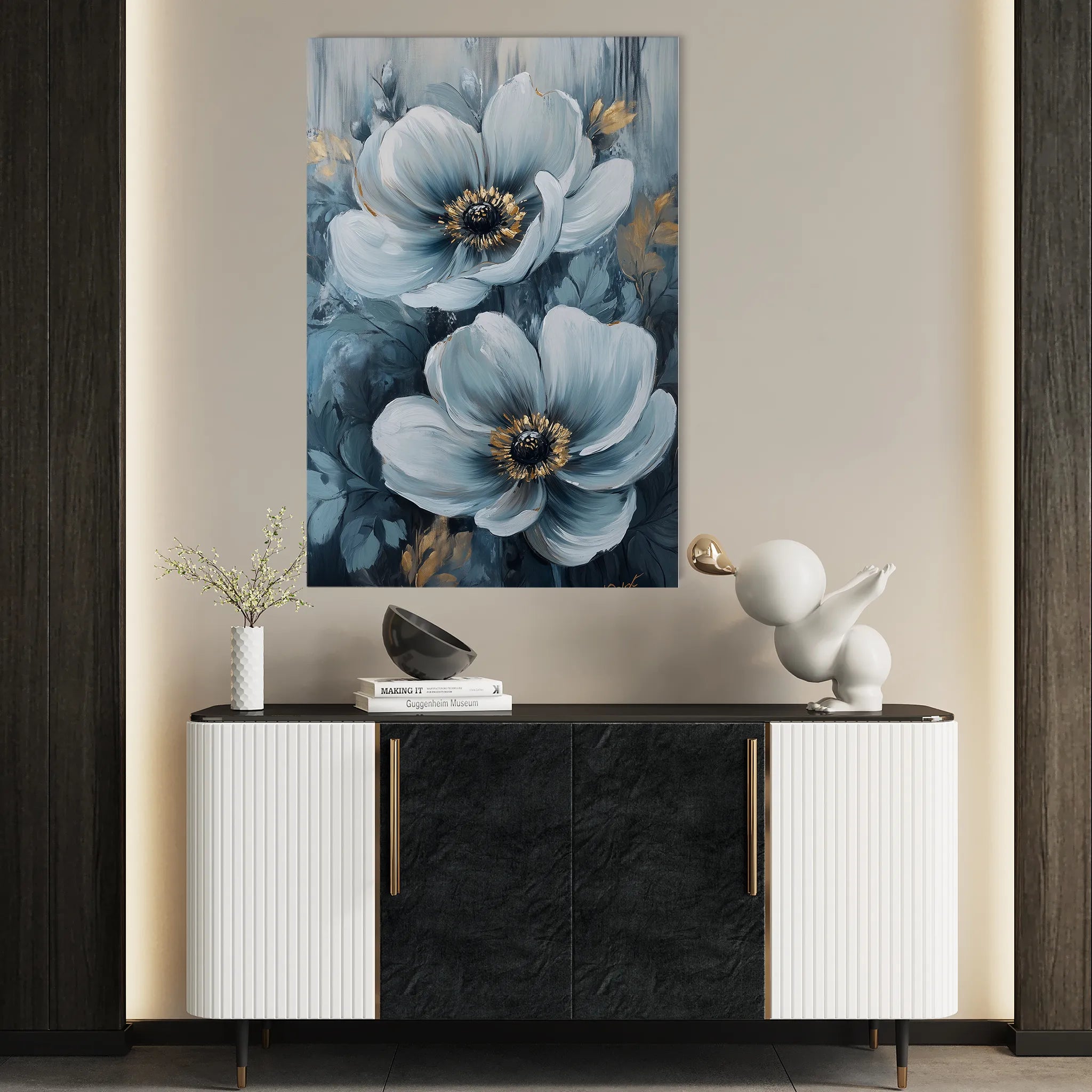 Floral 1474 Canvas Art 60 x 40 cm / Black