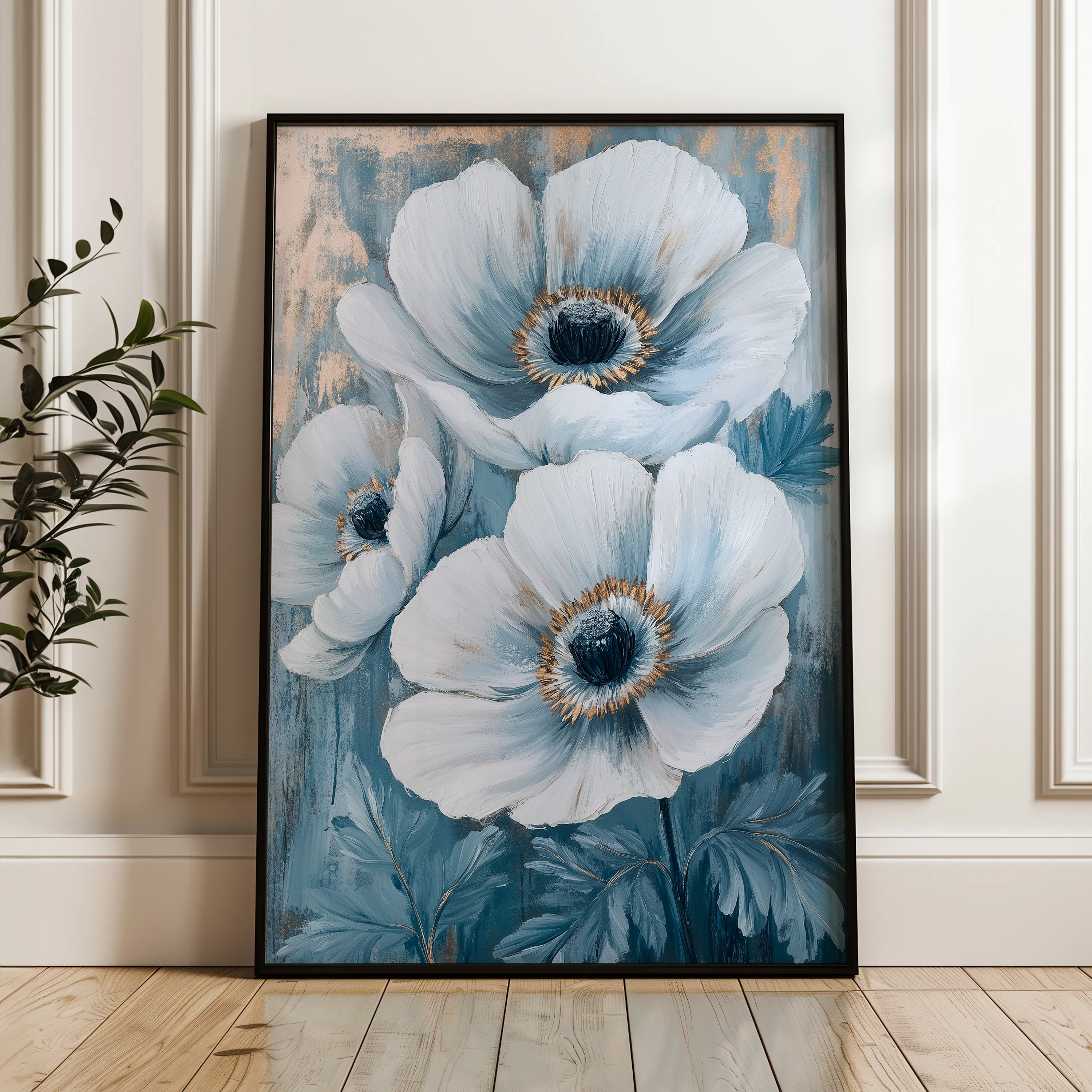 Floral 1475 Canvas Art 60 x 40 cm / Black