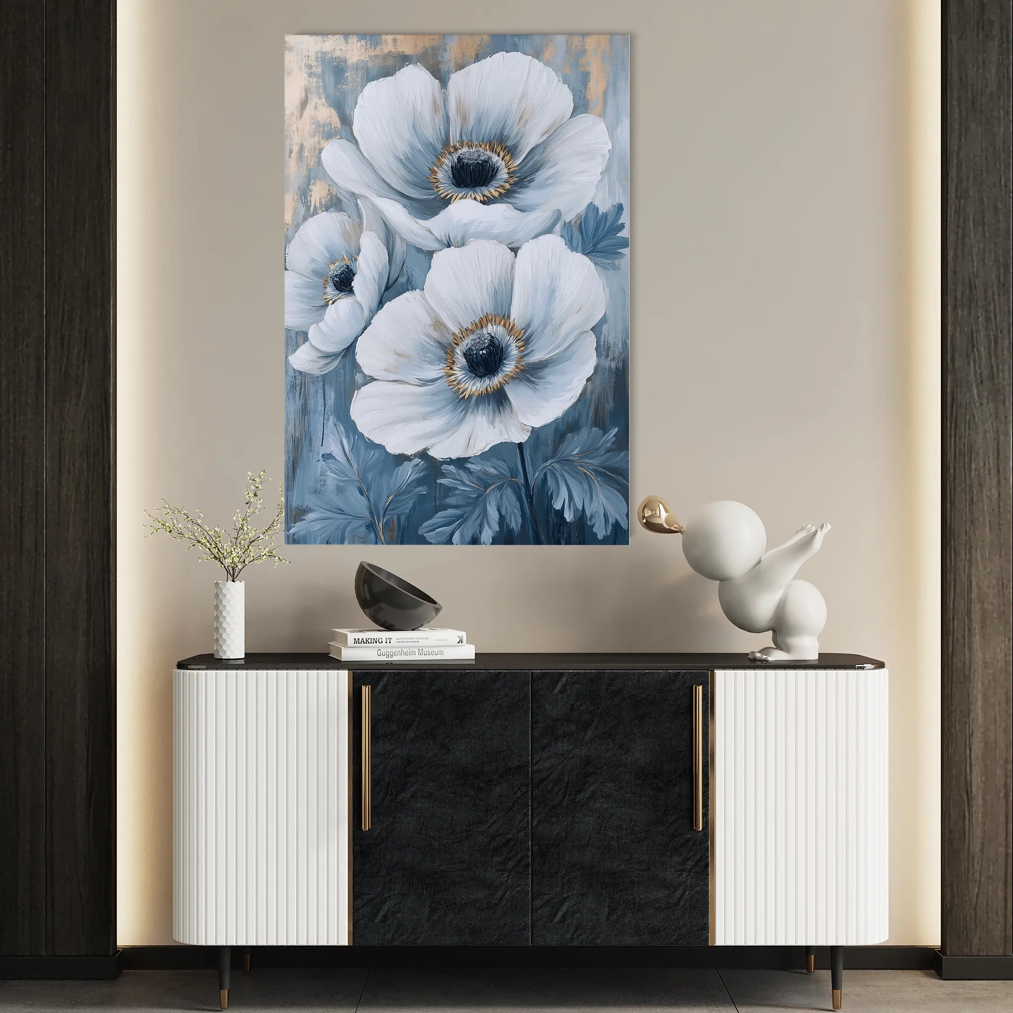 Floral 1475 Canvas Art 60 x 40 cm / Black