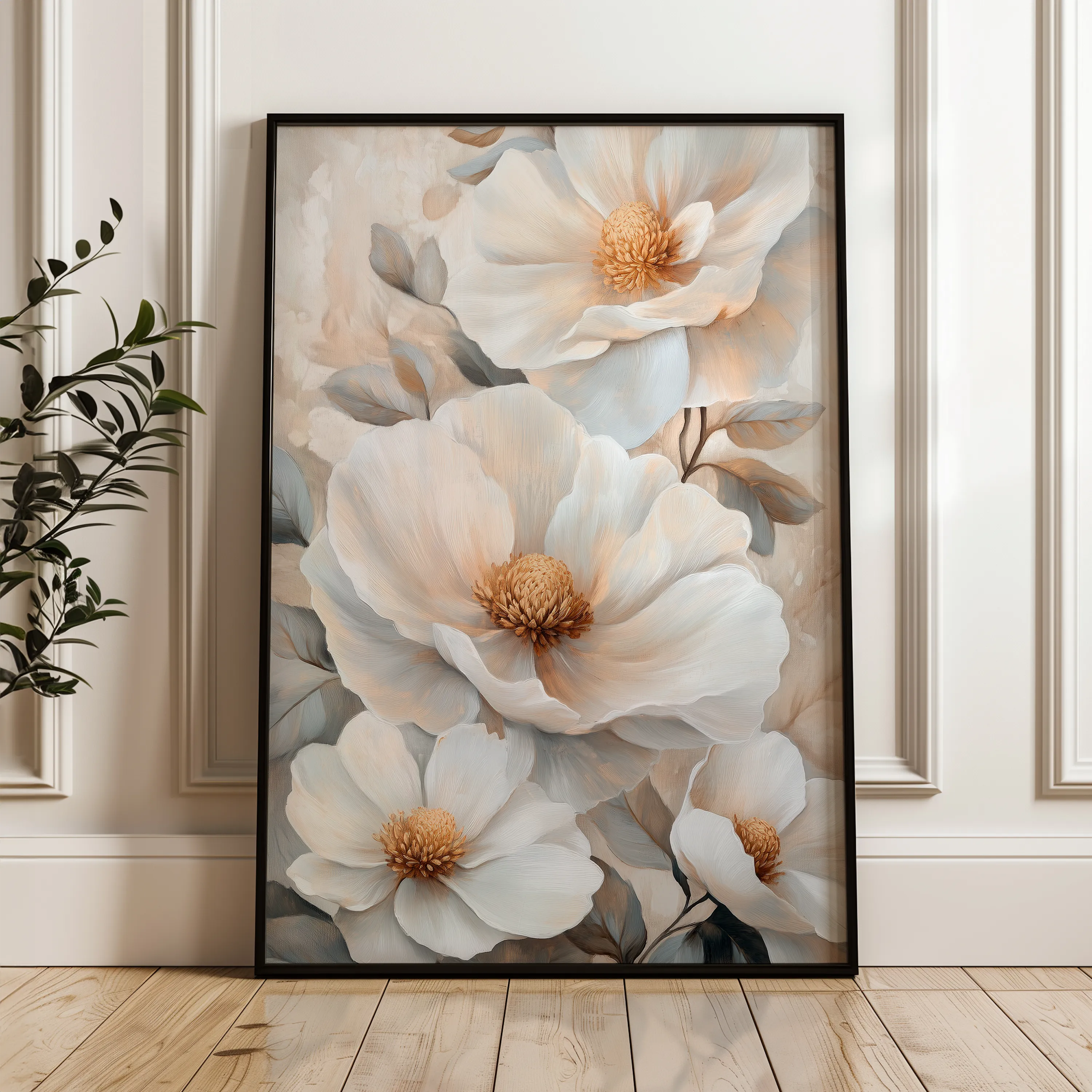 Floral 1476 Canvas Art 60 x 40 cm / Black
