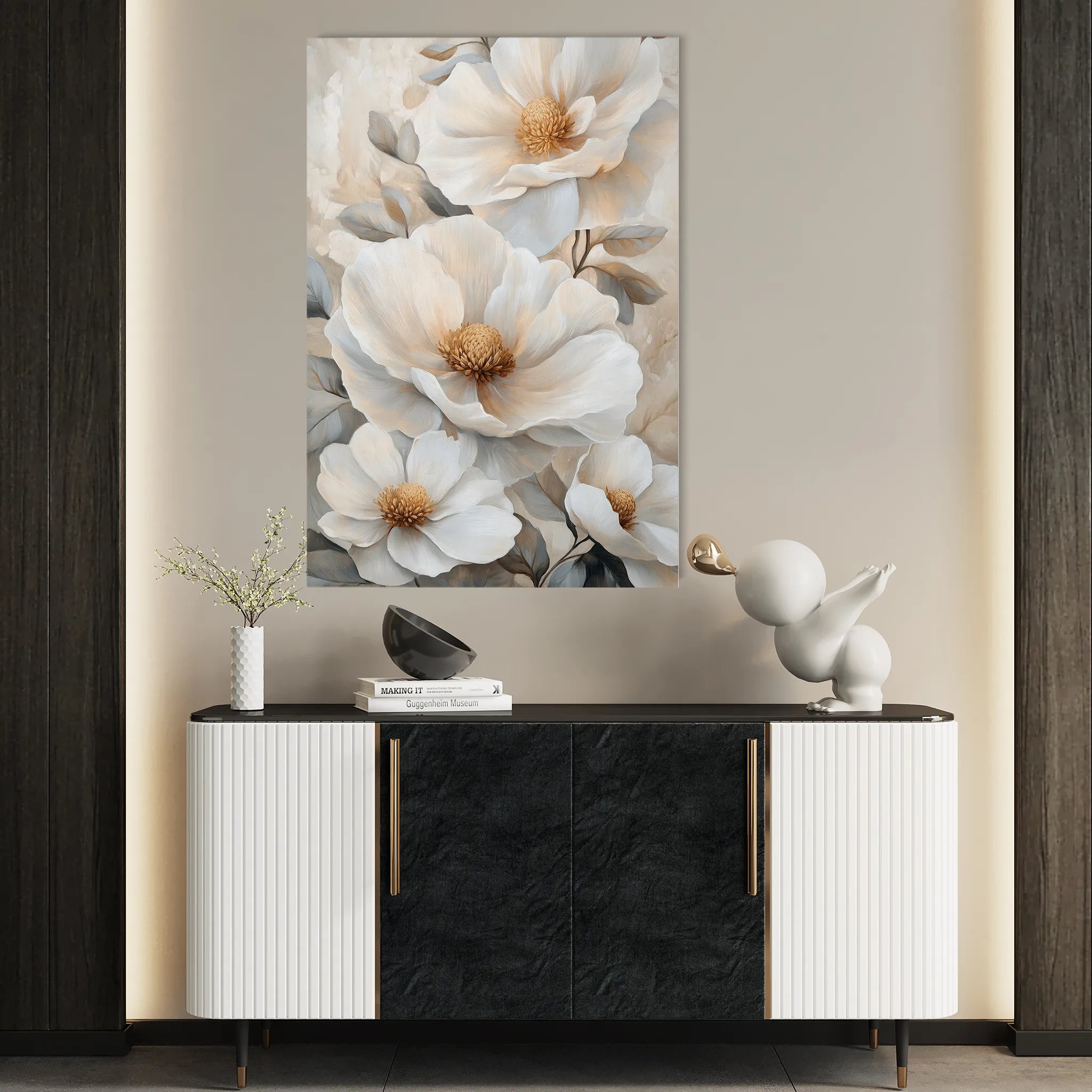 Floral 1476 Canvas Art 60 x 40 cm / Black