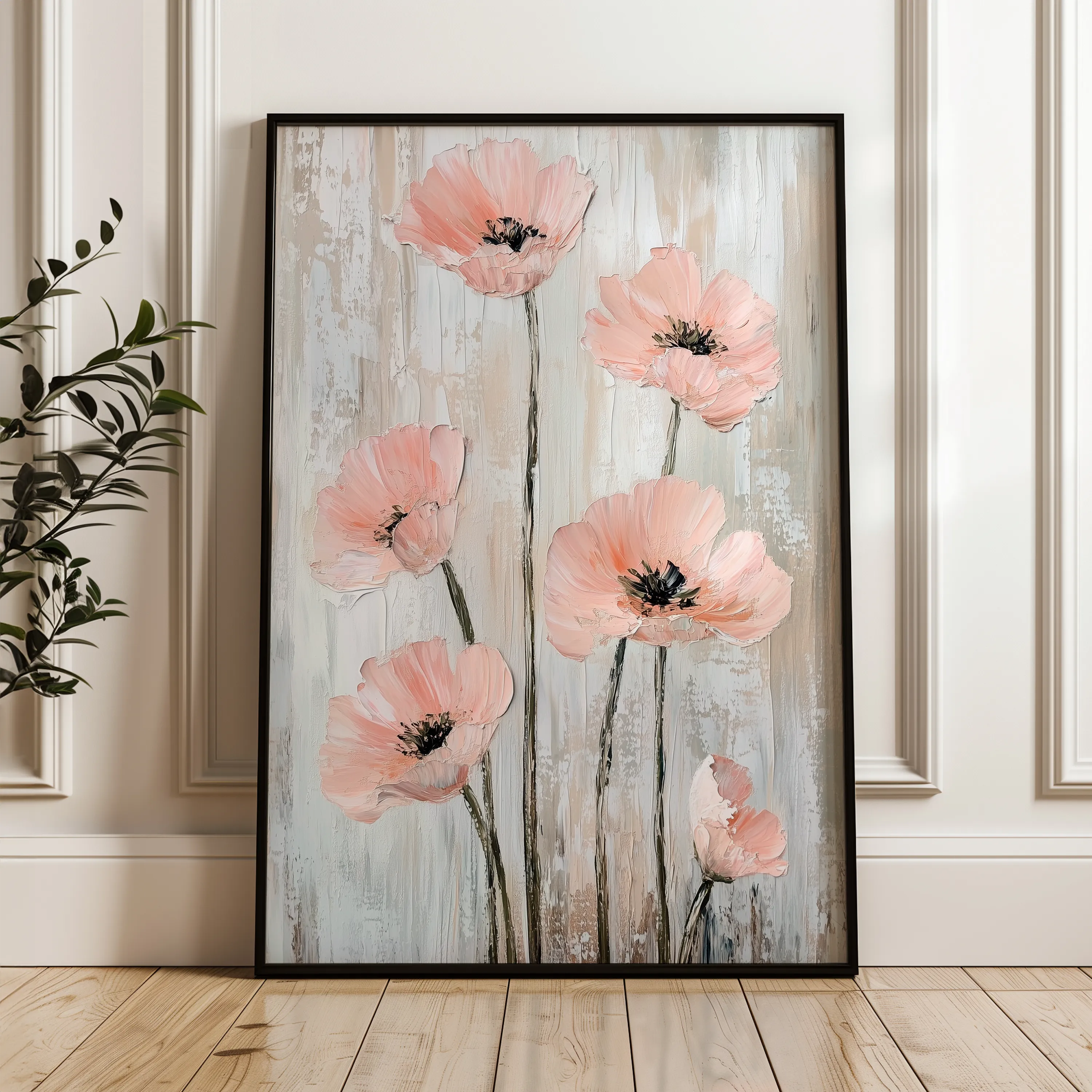 Floral 1477 Canvas Art 60 x 40 cm / Black