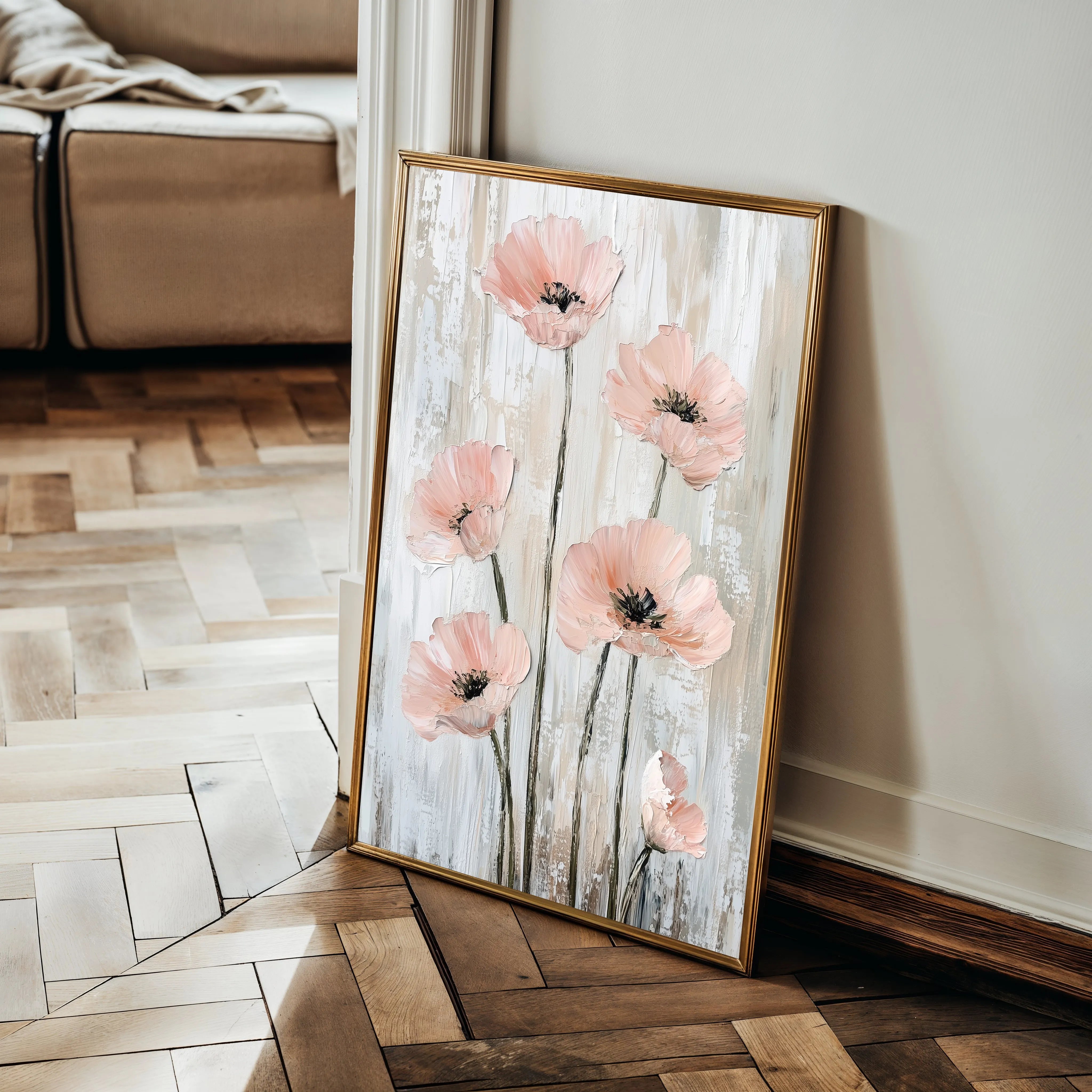 Floral 1477 Canvas Art 60 x 40 cm / Black