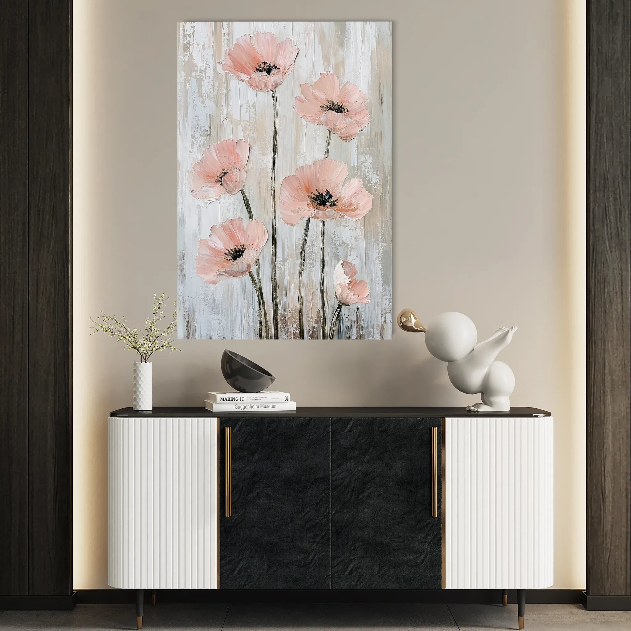 Floral 1477 Canvas Art 60 x 40 cm / Black