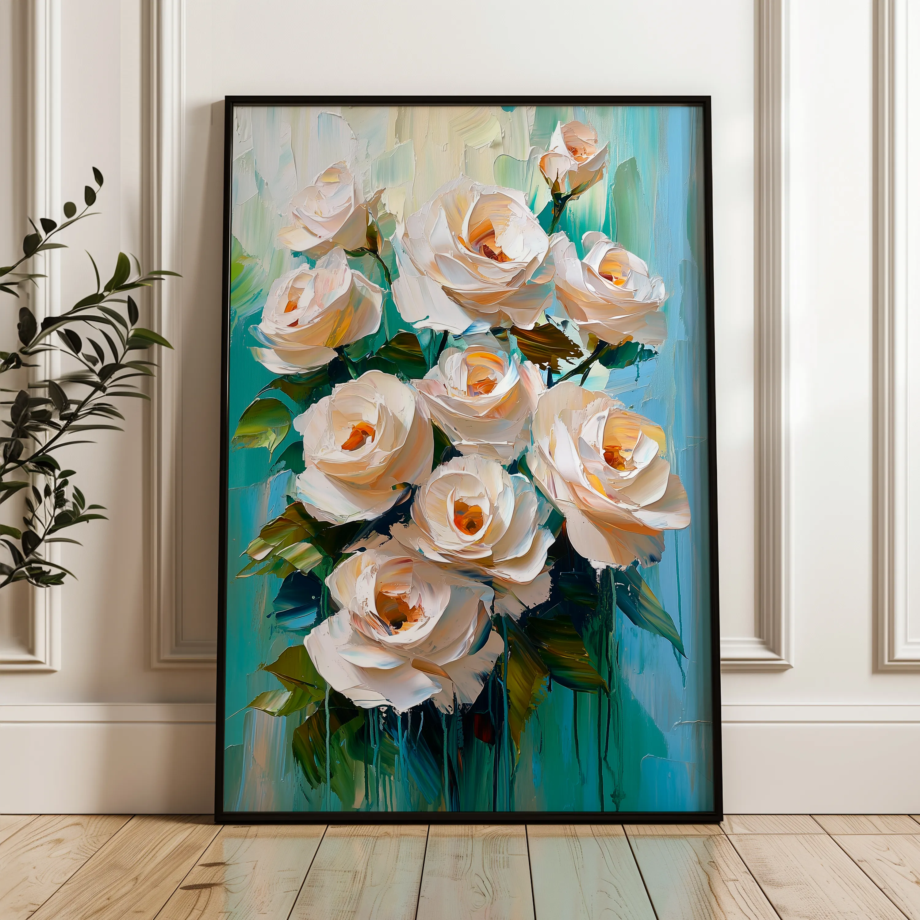 Floral 1479 Canvas Art 60 x 40 cm / Black
