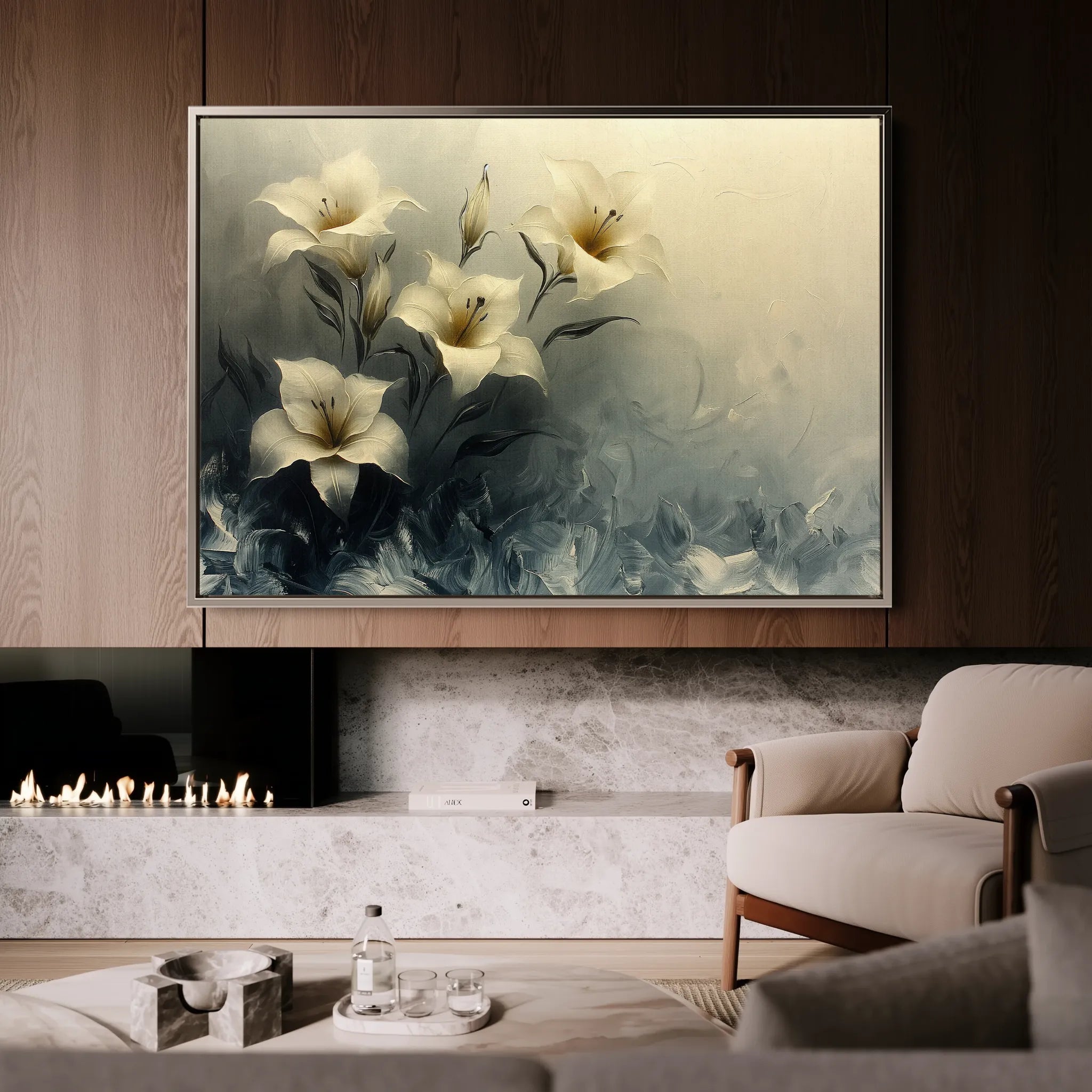 Floral 148 Canvas Art 60 x 40 cm / Black