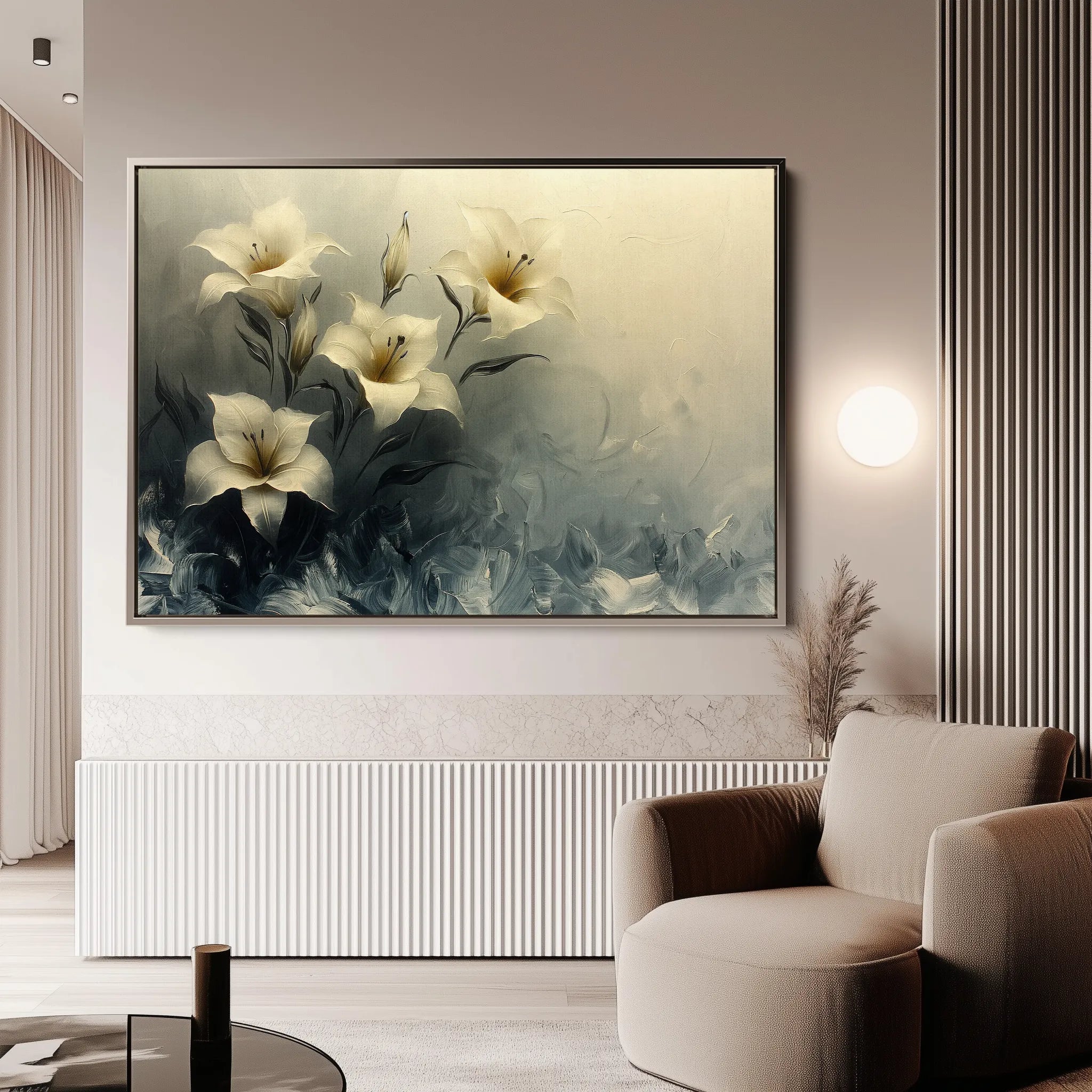 Floral 148 Canvas Art 60 x 40 cm / Black