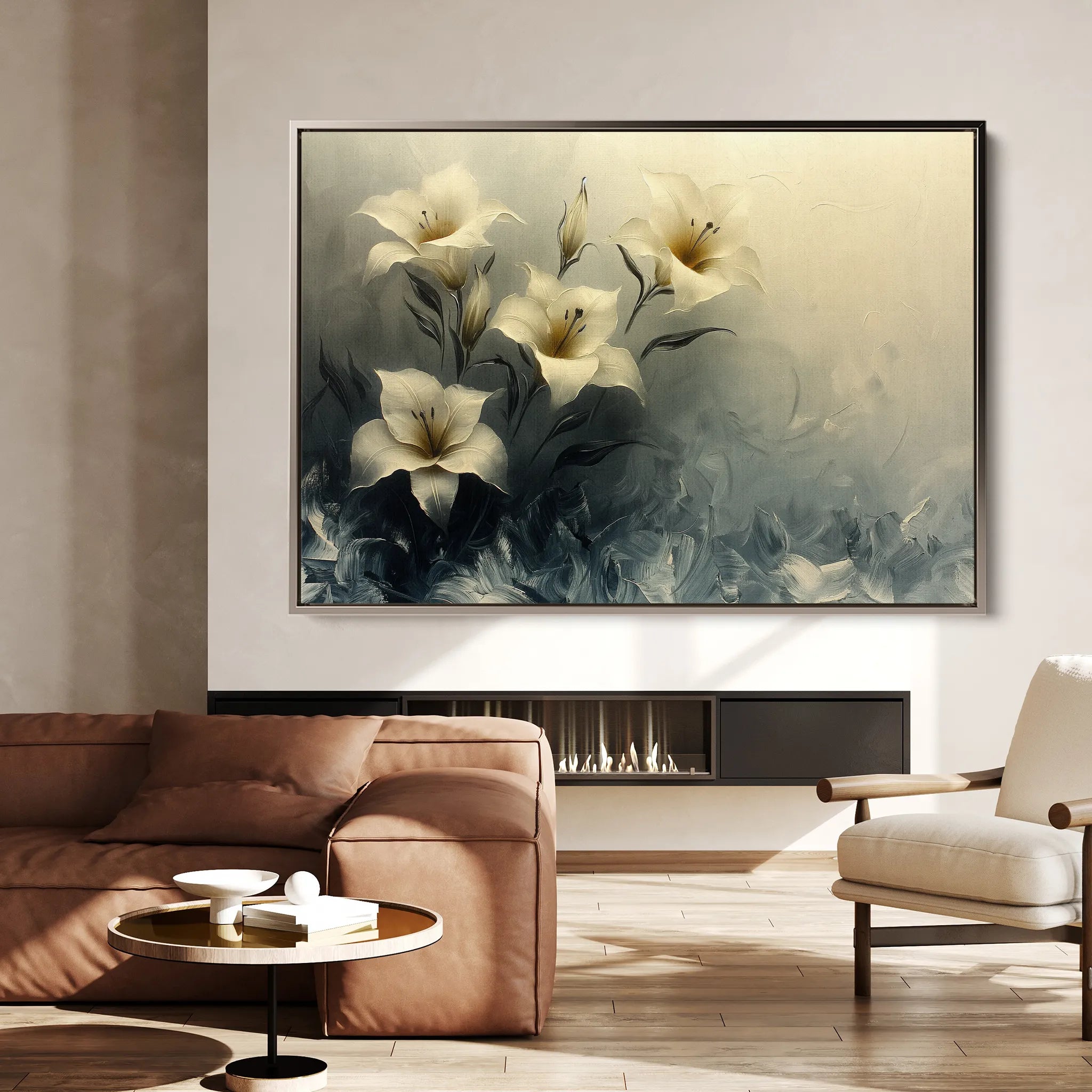 Floral 148 Canvas Art 60 x 40 cm / Black