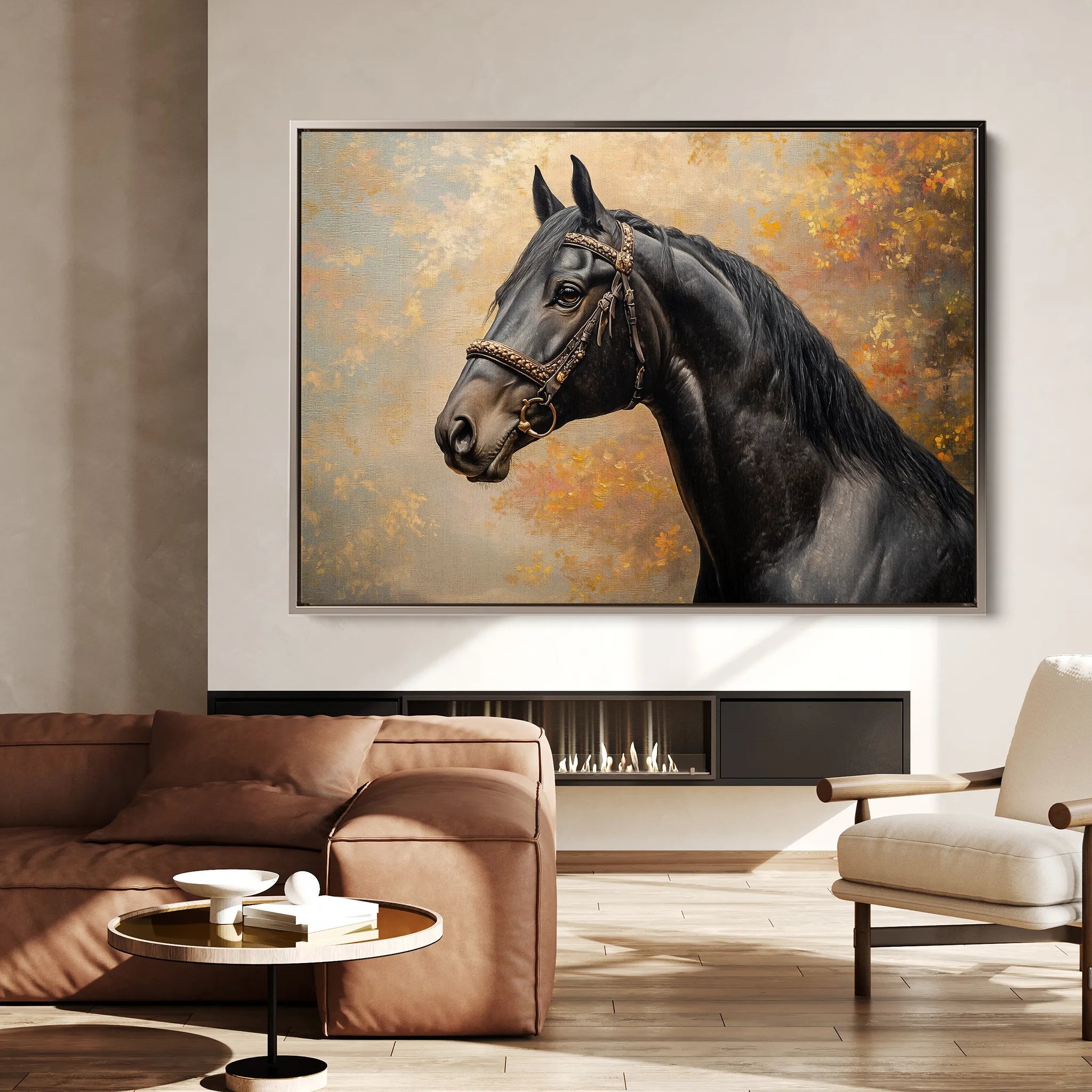 Horses 148 Canvas Art 60 x 40 cm / Black